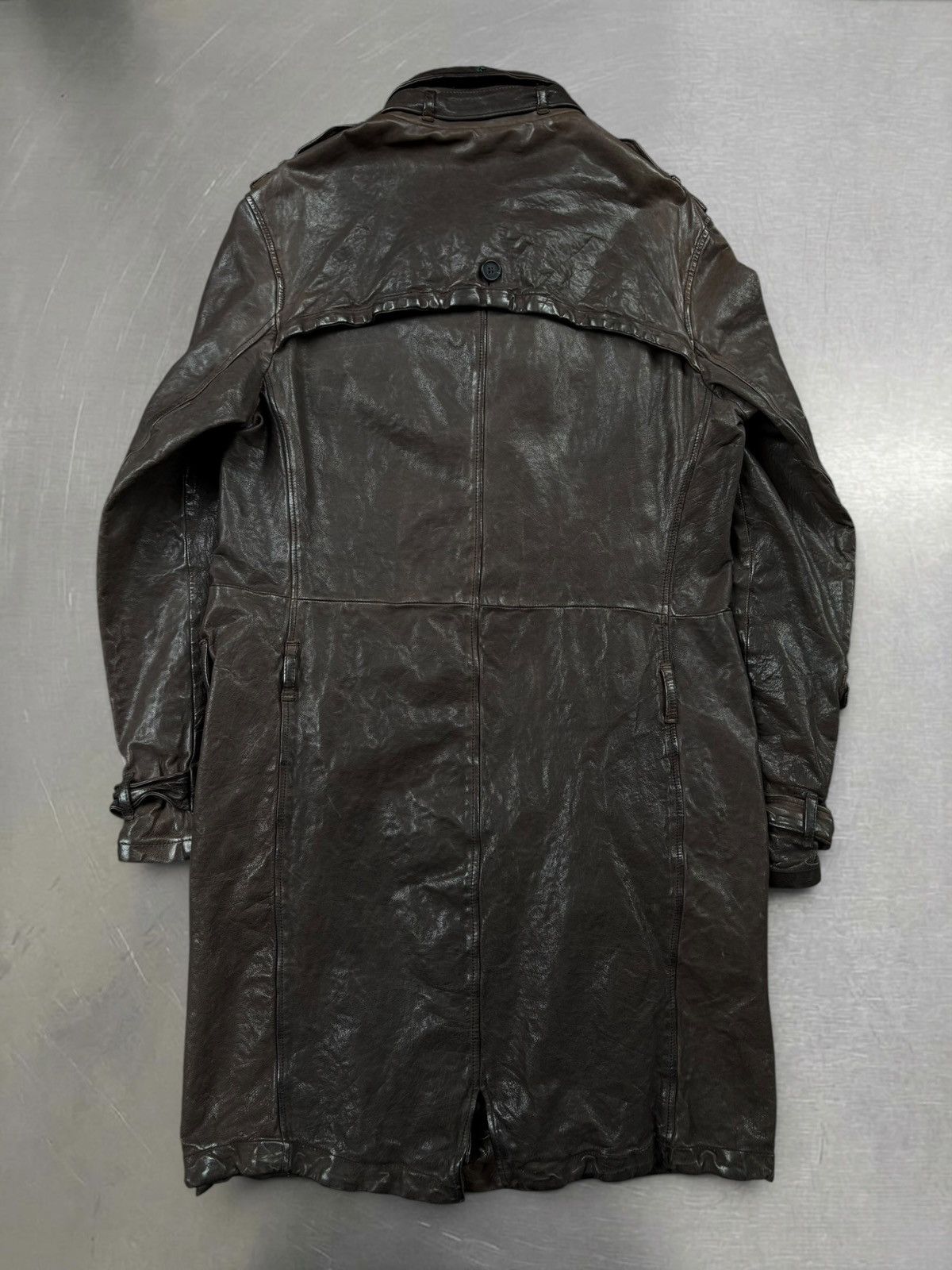 Neil Barrett Neil Barrett leather trench coat in dark brown Size US M / EU 48-50 / 2 - 2 Thumbnail