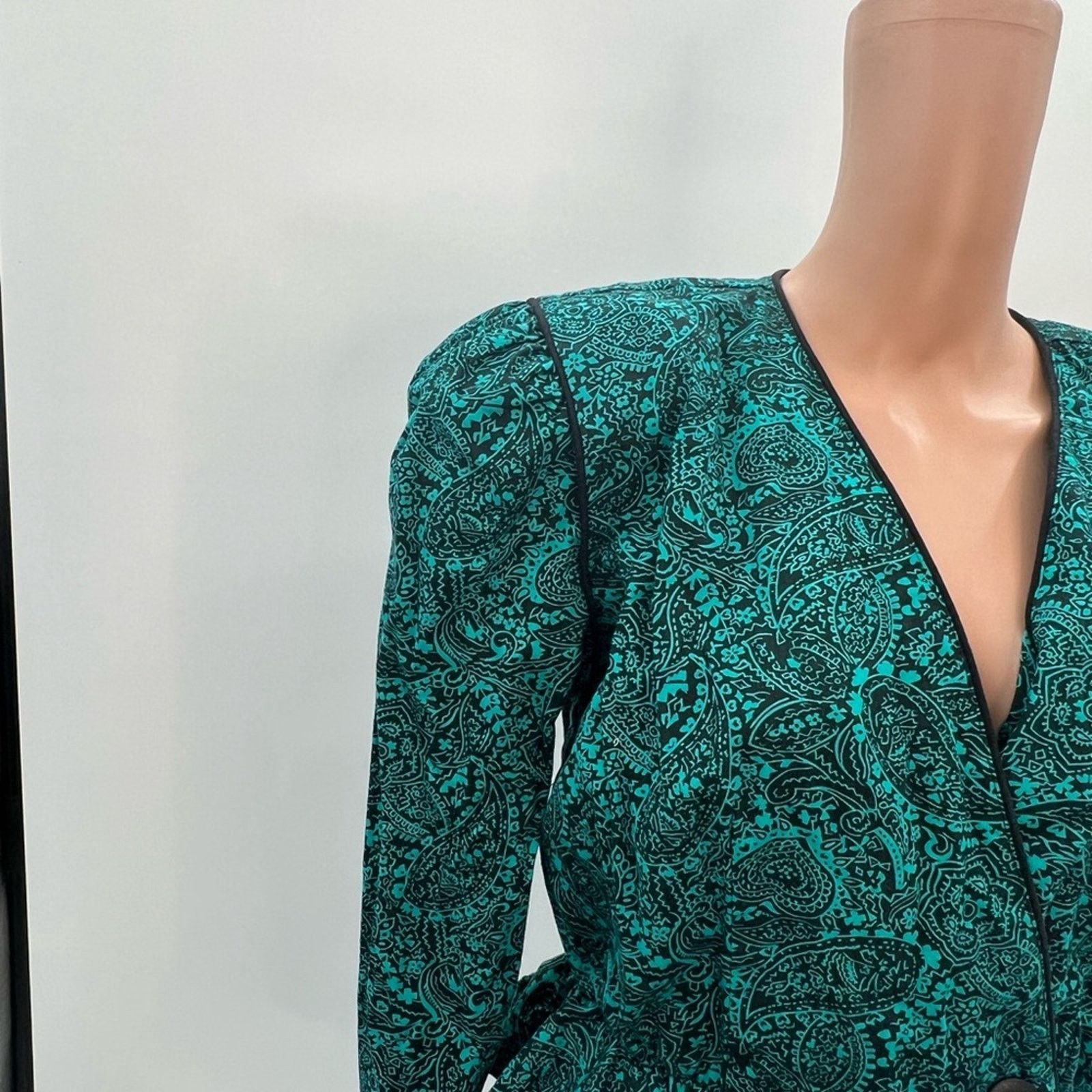 & Other Stories JP Collection Women’s Emerald Green & Black Paisley Size 36" / US 14 / IT 50 - 4 Thumbnail