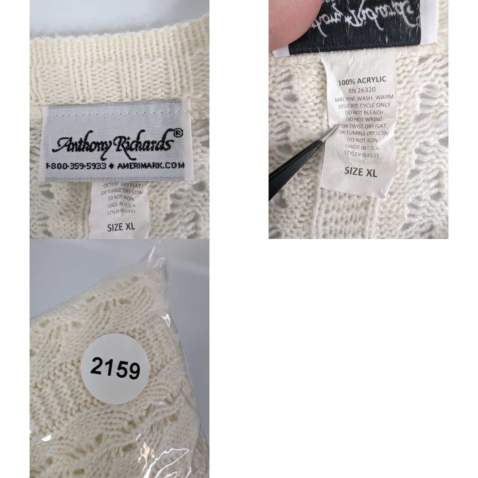 Vintage VINTAGE Anthony Richards Cardigan Sweater Women XL Ivory Knit House Made in USA Size XL / US 12-14 / IT 48-50 - 8 Thumbnail