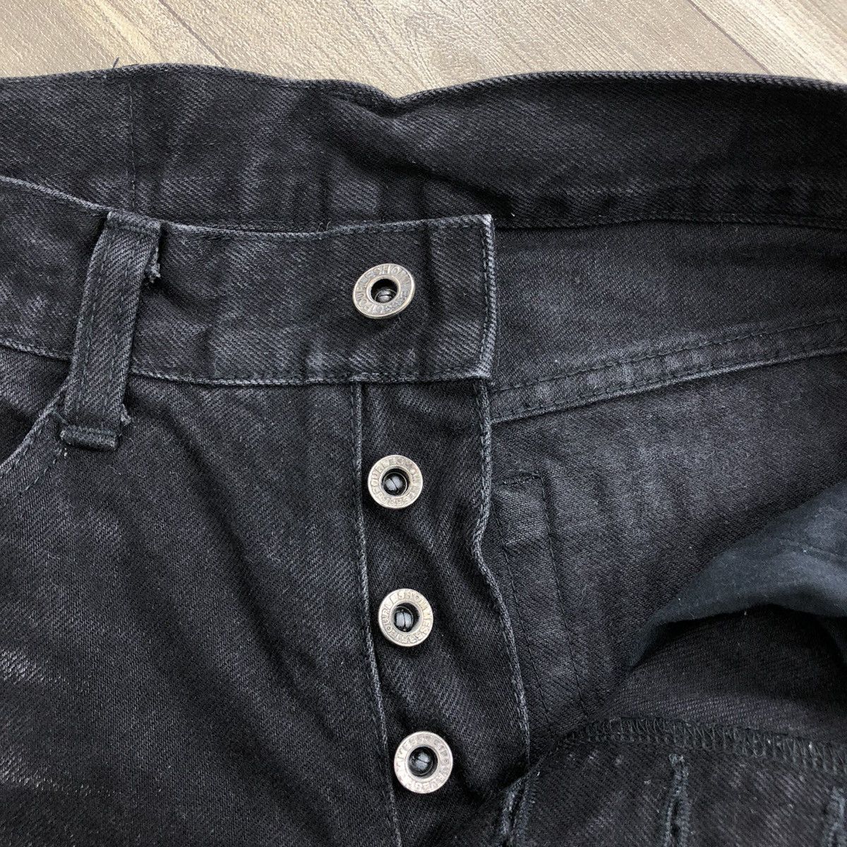 5351 POUR LES HOMMES 2000s 5351 Pour Les Hommes Black Washed Straight Wide Jeans Size US 28 / EU 44 - 5 Thumbnail