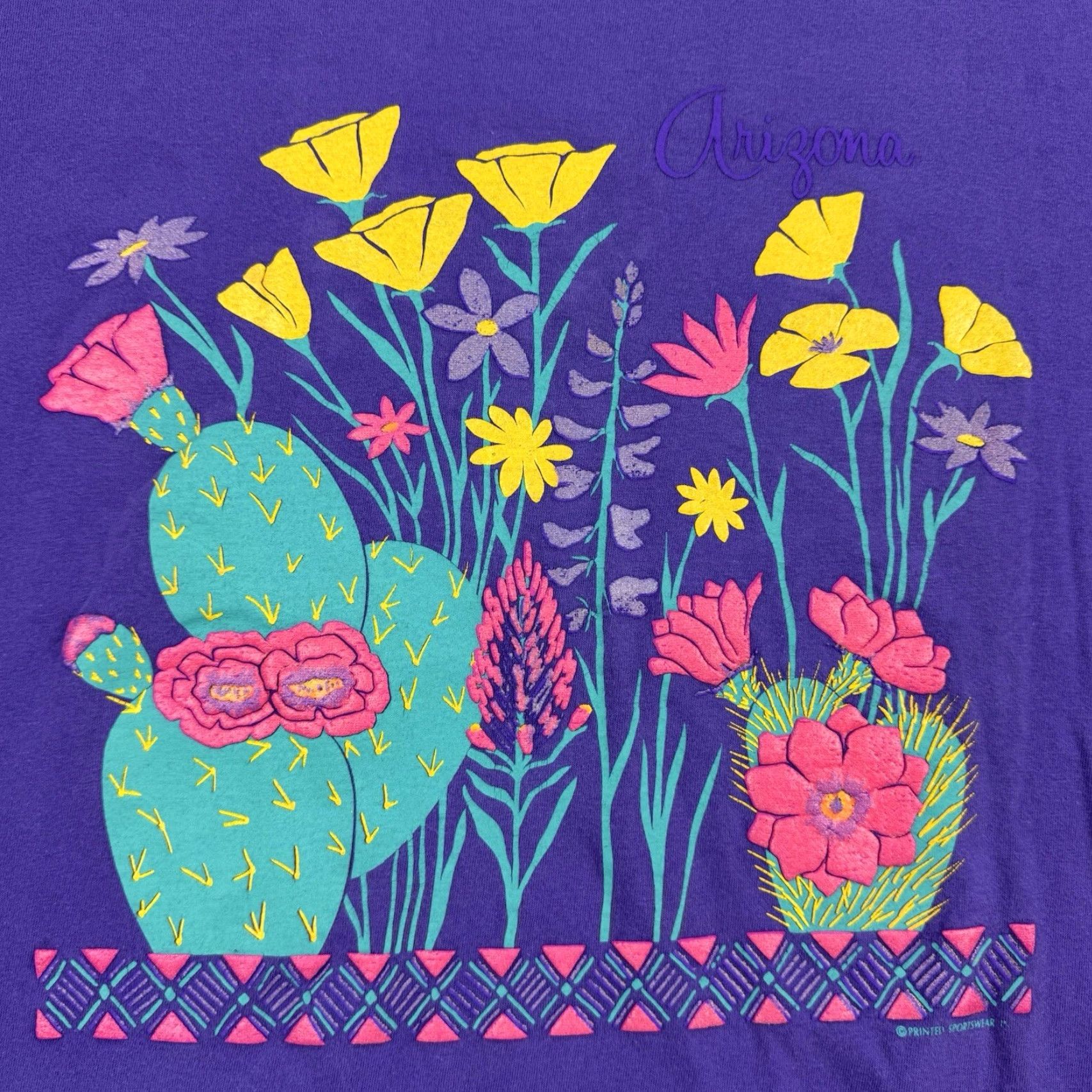 Vintage VINTAGE AriZona T-Shirt Desert Cactus Flowers Purple 1980s USA Adult XL Men Shirt Size US XL / EU 56 / 4 - 2 Thumbnail