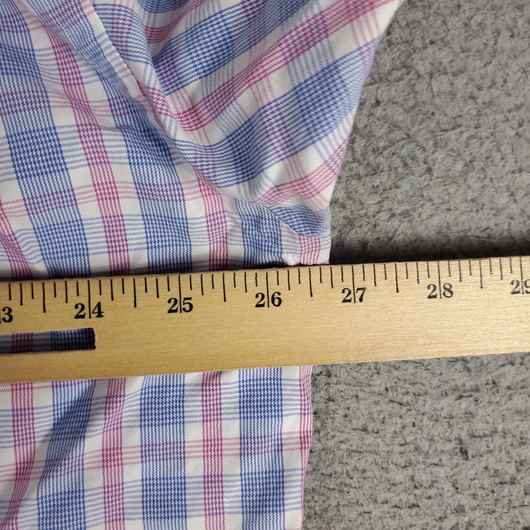 David Donahue VINTAGE David Donahue Men's Dress Shirt 17.5 Long Sleeve Plaid Pink Cotton Business Casual Size 46R - 7 Thumbnail