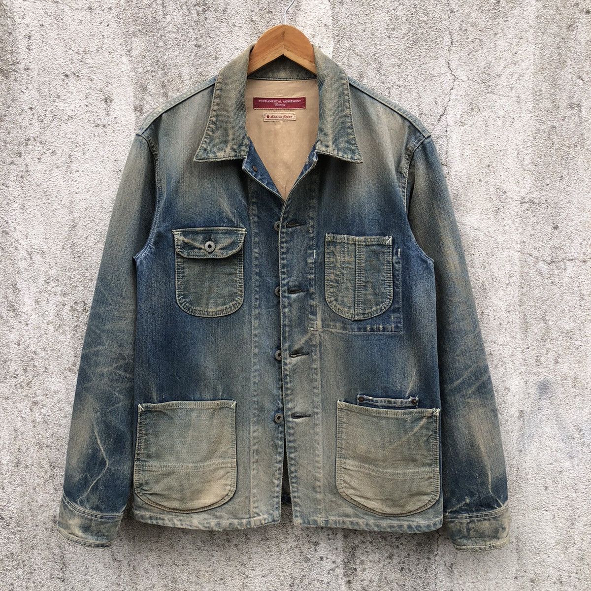 Japanese Brand Fundamental Agreement Denim Distressing Patched Chore Jacket Size US XL / EU 56 / 4 - 2 Thumbnail
