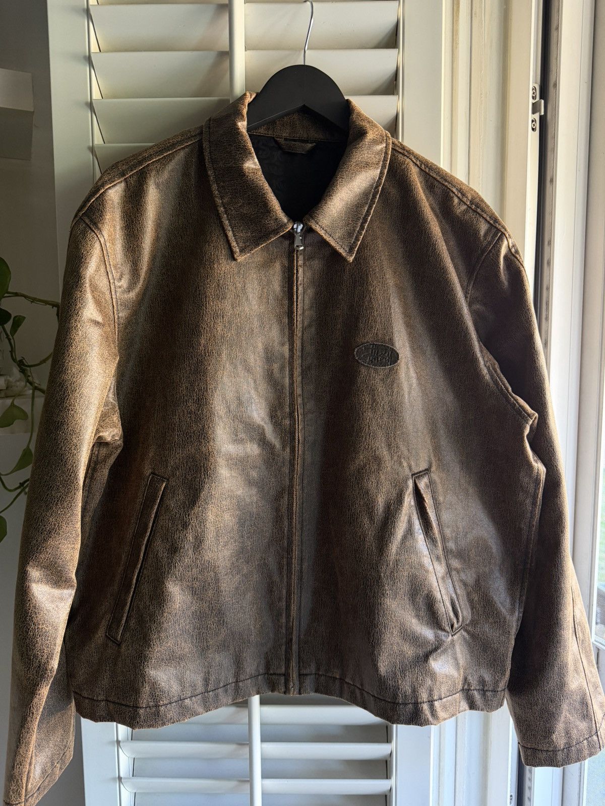 Stussy Stussy club jacket coated cotton brown sz large | Grailed