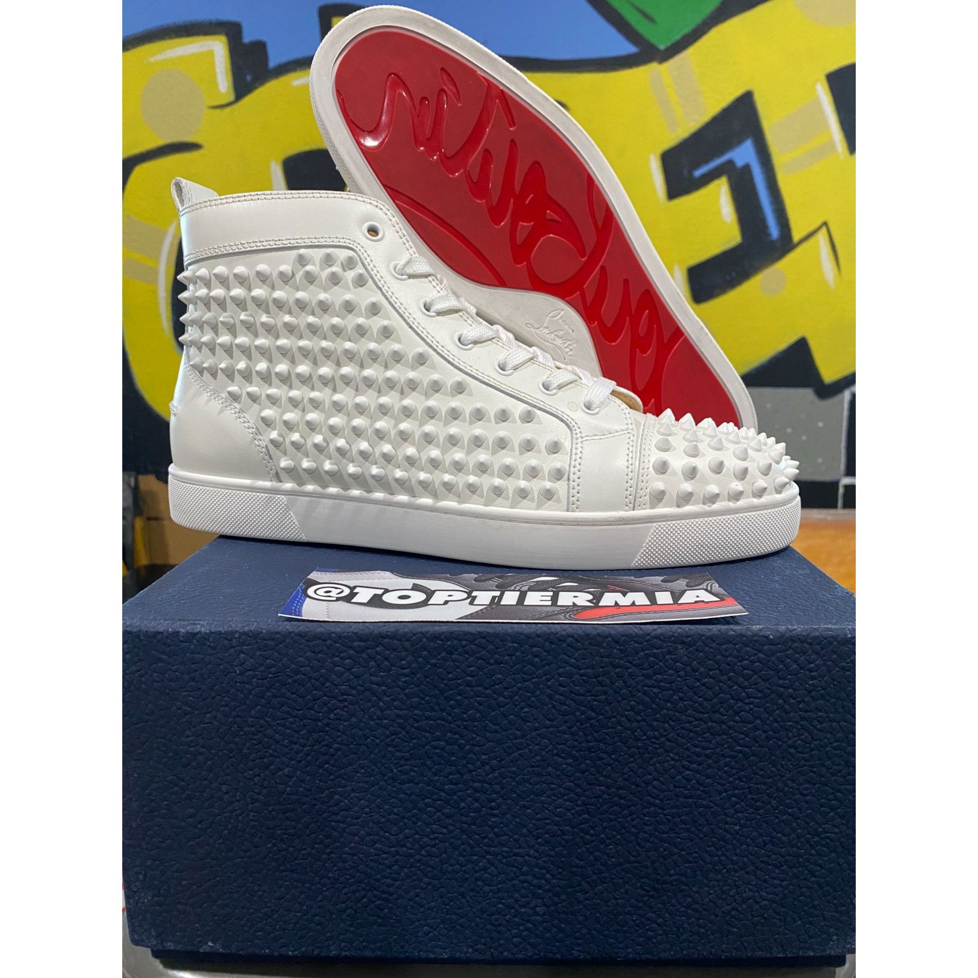 christian louboutin white silver spikes 2020 sz 43eu/10us