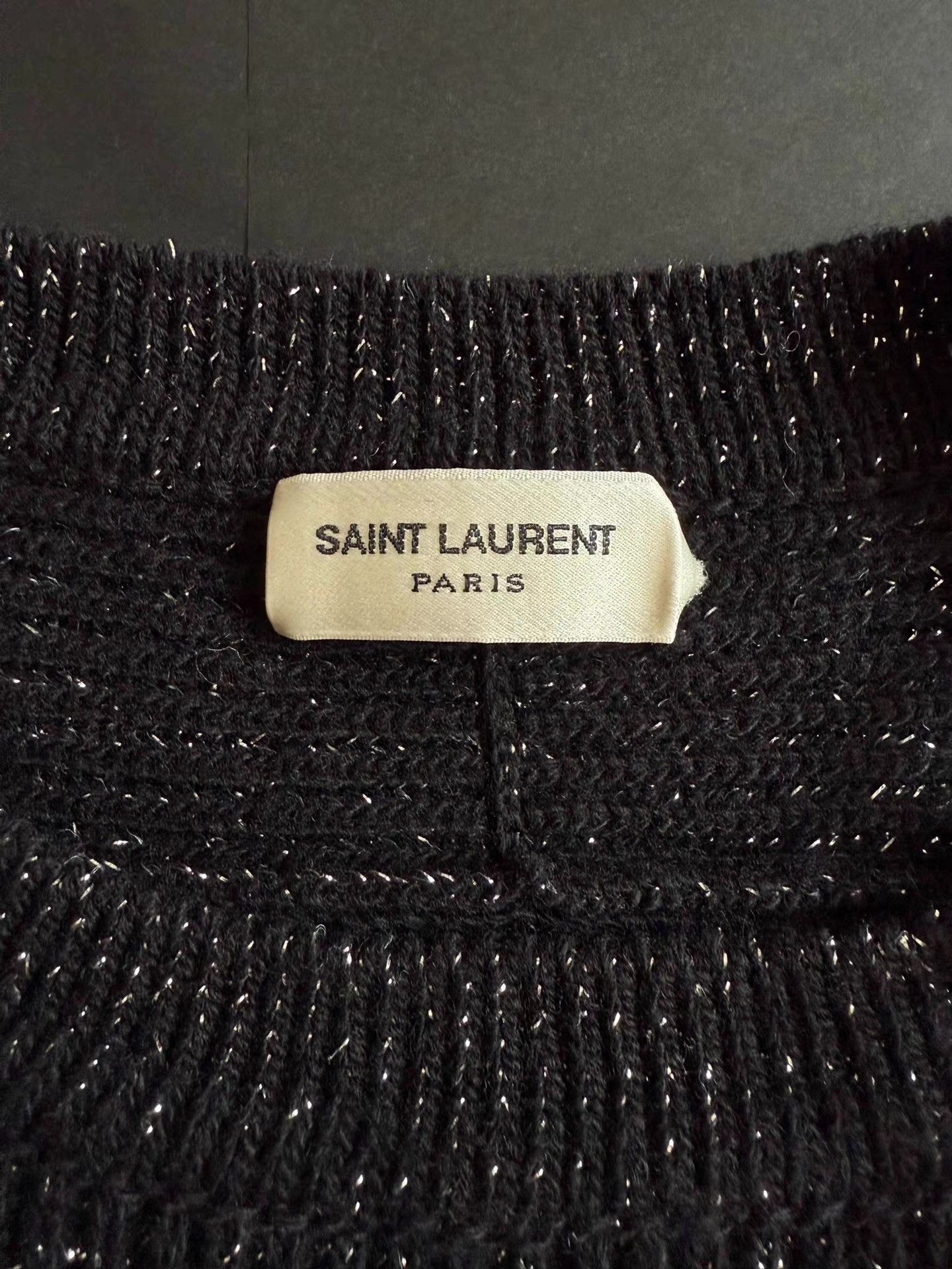 Saint Laurent Paris Saint Laurent Silver Thread Wool and Cashmere Sweate Ｑ23 Size US L / EU 52-54 / 3 - 7 Thumbnail
