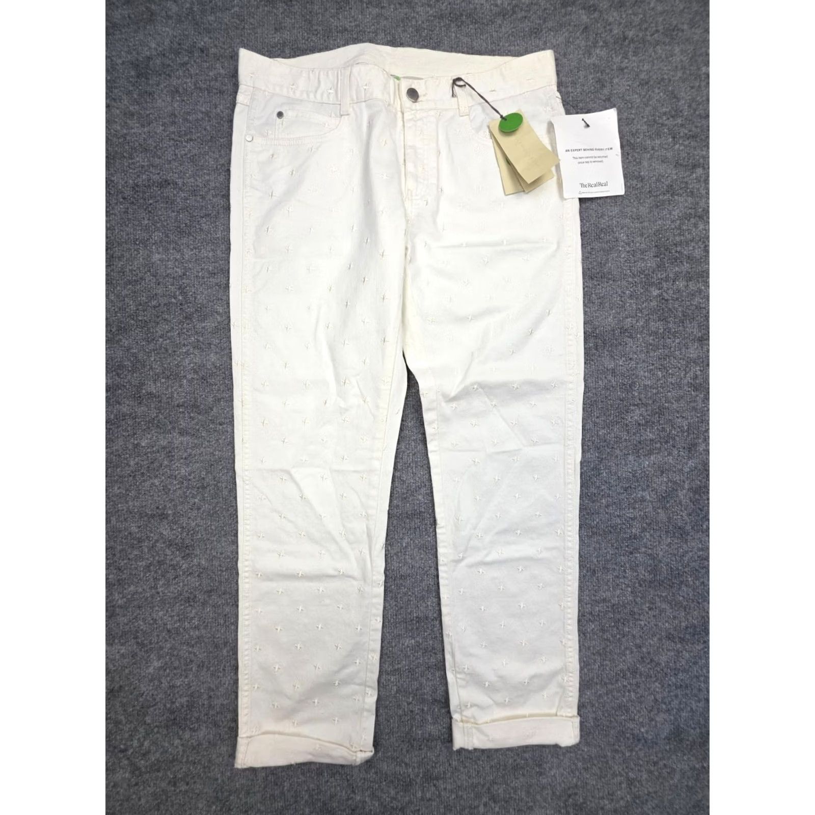 Stella McCartney Stella McCartney Pants Women 31 Ivory Star Embroidered NWT Slim Tapered Cuffed 27" Inseam Ivory Star Embroidered NWT Ladies Mens? Size 24" / US 00 / IT 34 - 3 Thumbnail