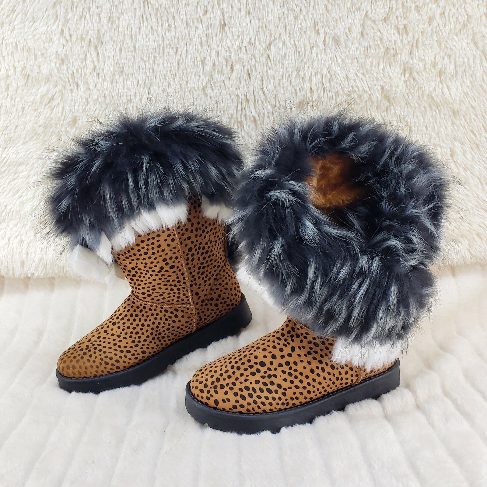 Other Chi Chi Cheetah Animal Print Faux Fur Thick Lined Winter Boo Size US 8 / IT 38 - 2 Thumbnail