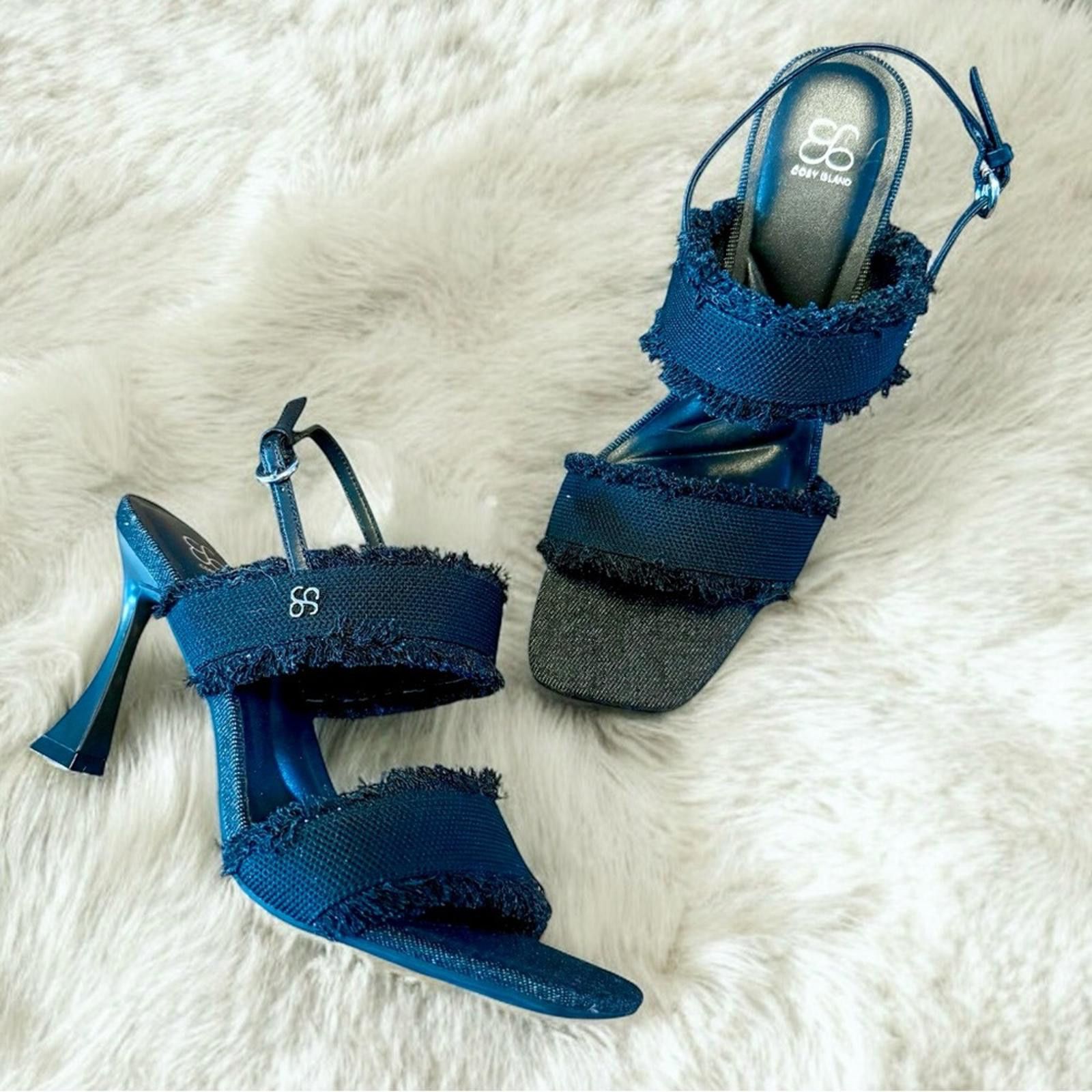 Other Cosy Island Black Denim Square Toe Heels Size US 8.5 / IT 38.5 - 1 Thumbnail
