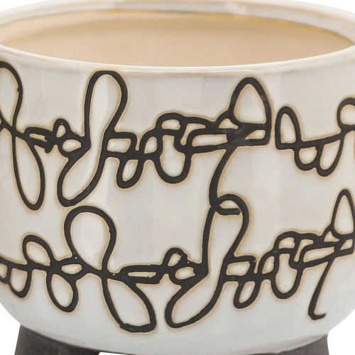 Designer × Homemade S/2 CERAMIC 6/8" SCRIBBLE FOOTED PLANTER, BEIGE Size US L / EU 52-54 / 3 - 8 Thumbnail