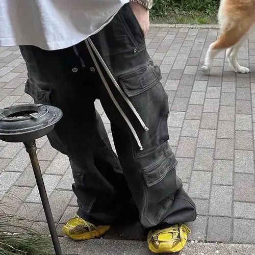 VIBE Hombre Drawstring Elastic Baggy Cargo Jeans Size US 34 / EU 50 - 4 Thumbnail