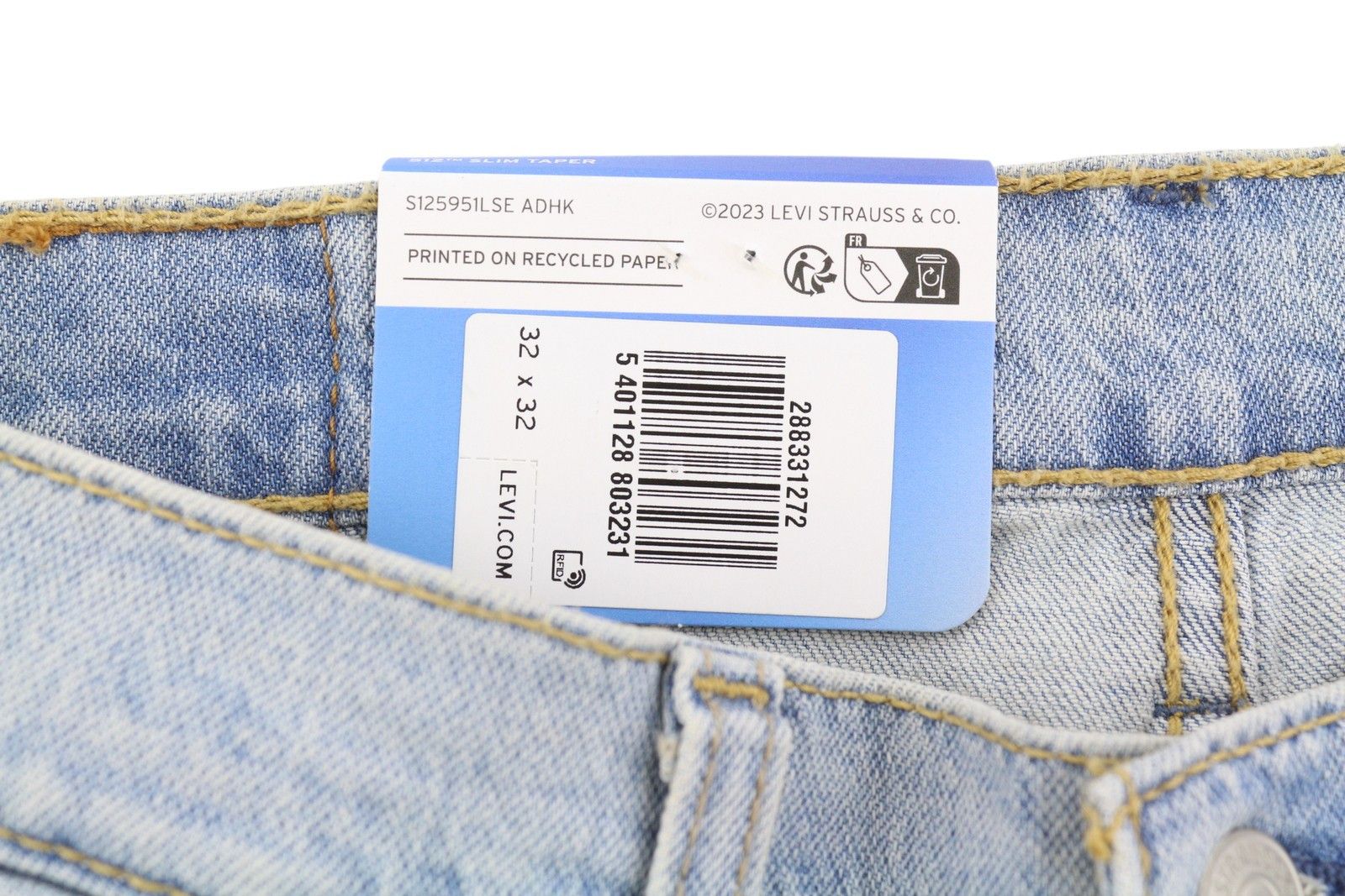 Levi's 512 W32/L32 Slim Taper Faded Blue Jeans 87082 Size US 32 / EU 48 - 10 Thumbnail