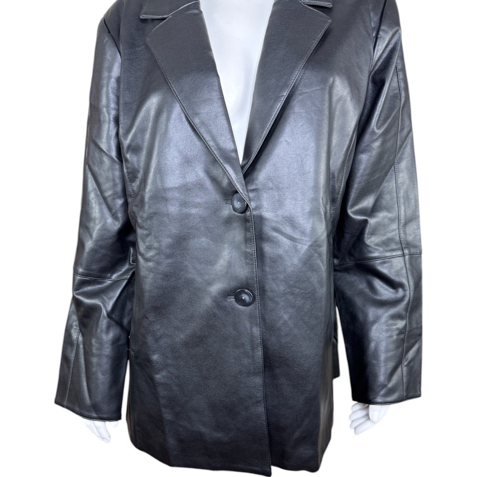Other Dennis Basso Luxe Faux Leather Jacket Black Large Petite Size S / US 4 / IT 40 - 8 Thumbnail