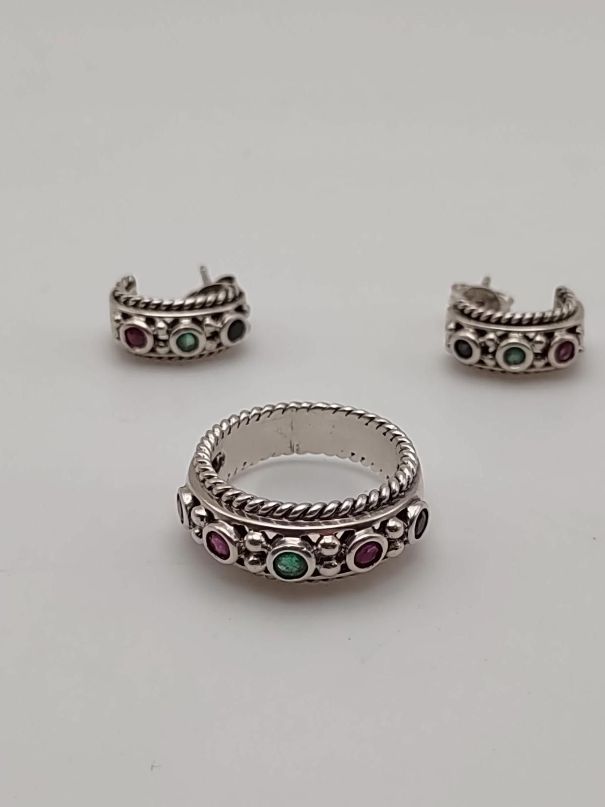 The Unbranded Brand Vintage 925 Sterling Ring & Earrings Set Size 7 Size ONE SIZE - 1 Thumbnail