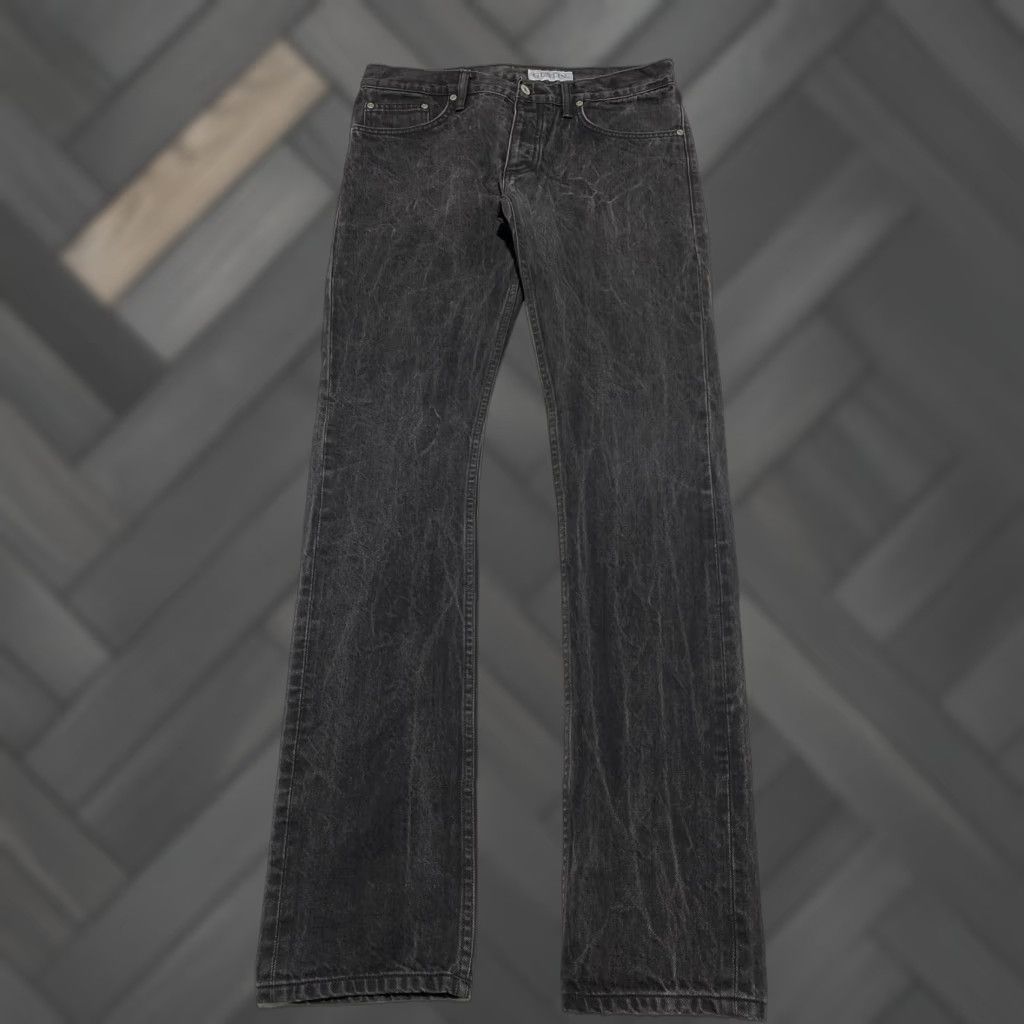 Gustin Gustin Jeans Men’s 33x35 Black Skinny Selvedge Raw Denim Button Fly USA Jeans Size US 33 - 1 Thumbnail