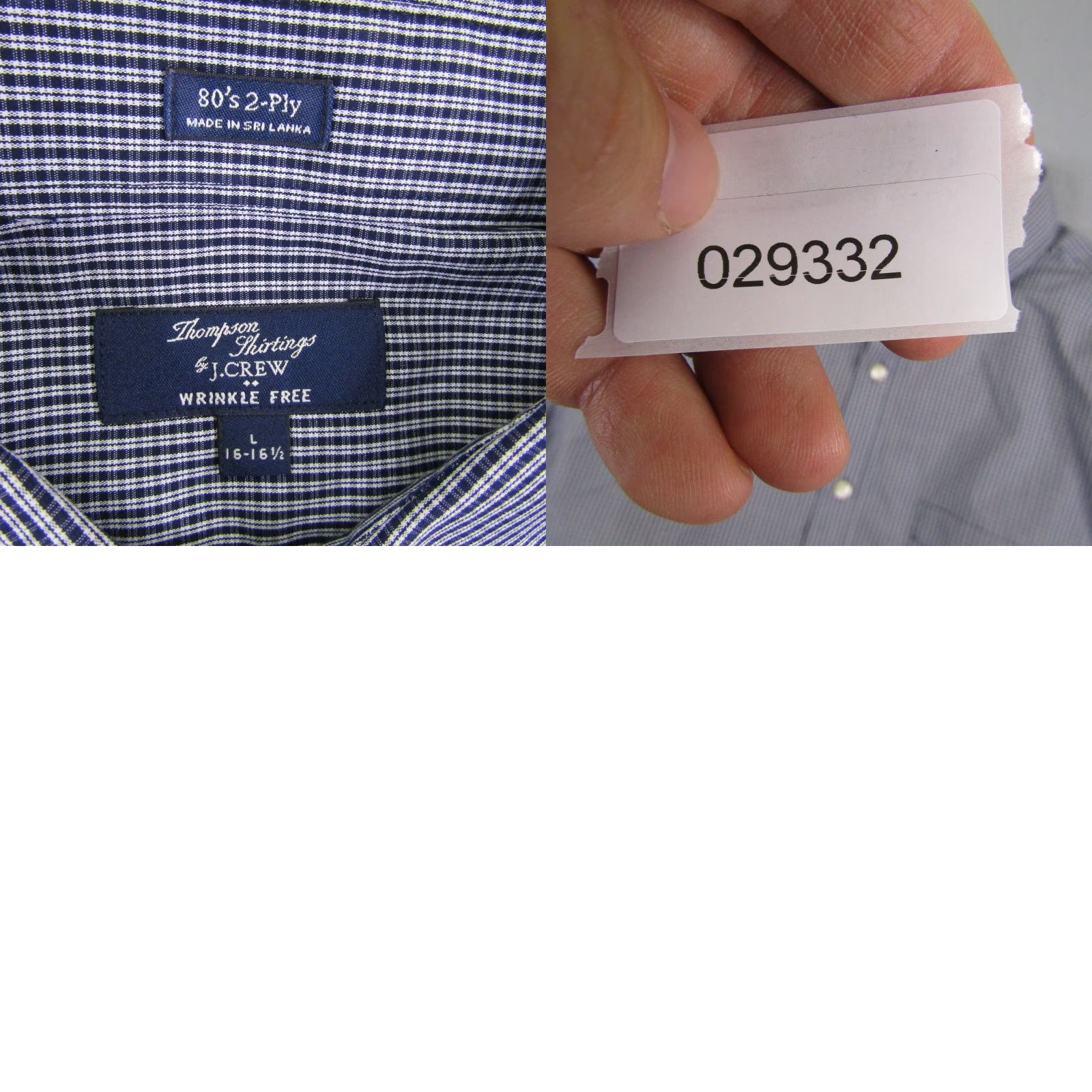J.Crew J.CREW Button-Up Shirt Mens Large Blue Plaid 80s Wrinkle Free Casual Cotton Button Front Pocketed Size US L / EU 52-54 / 3 - 8 Thumbnail