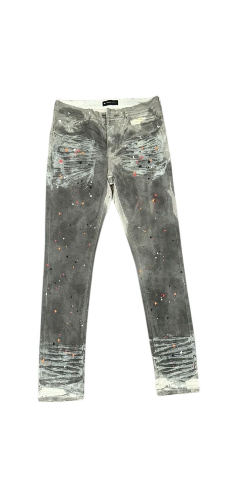 Purple Brand Purple Brand Grey Splatter Skinny Jeans P001 Size US 31 - 1 Thumbnail