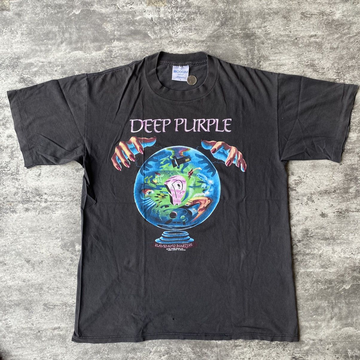 image of Band Tees Vintage 90's Deep Purple 1990 Slaves And Masters in Black, Men's (Size Large)