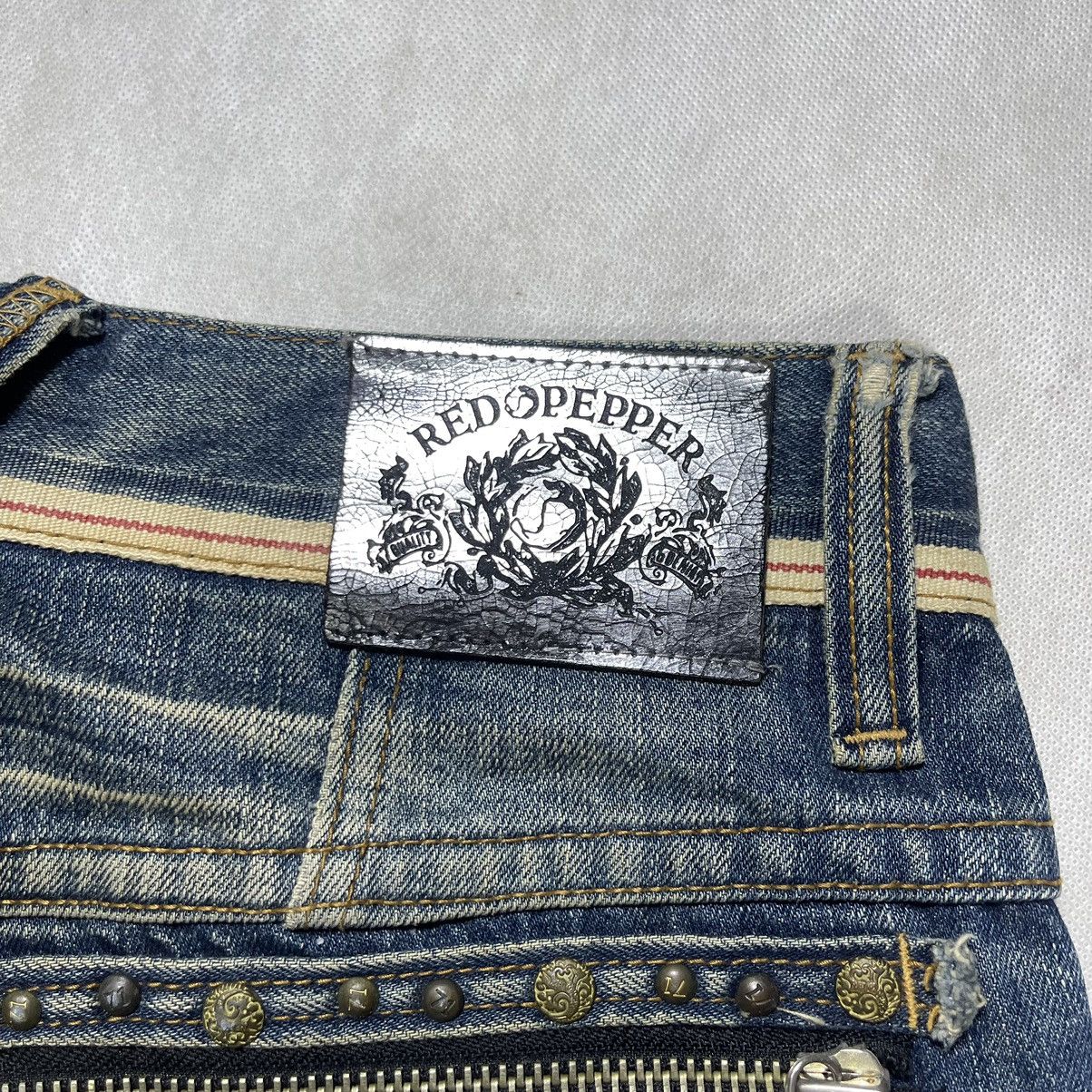 Japanese Brand Red Pepper Skull Stud Distressed Selvedge Waist Denim Pant Size US 31 - 8 Thumbnail