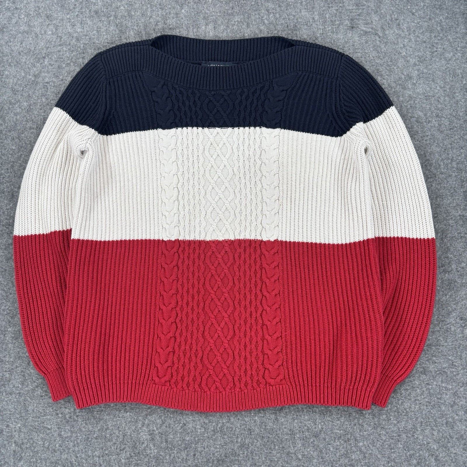 Tommy Hilfiger Tommy Hilfiger Sweater Women XL Cable Knit Colorblock Cotton Size XL / US 12-14 / IT 48-50 - 1 Thumbnail