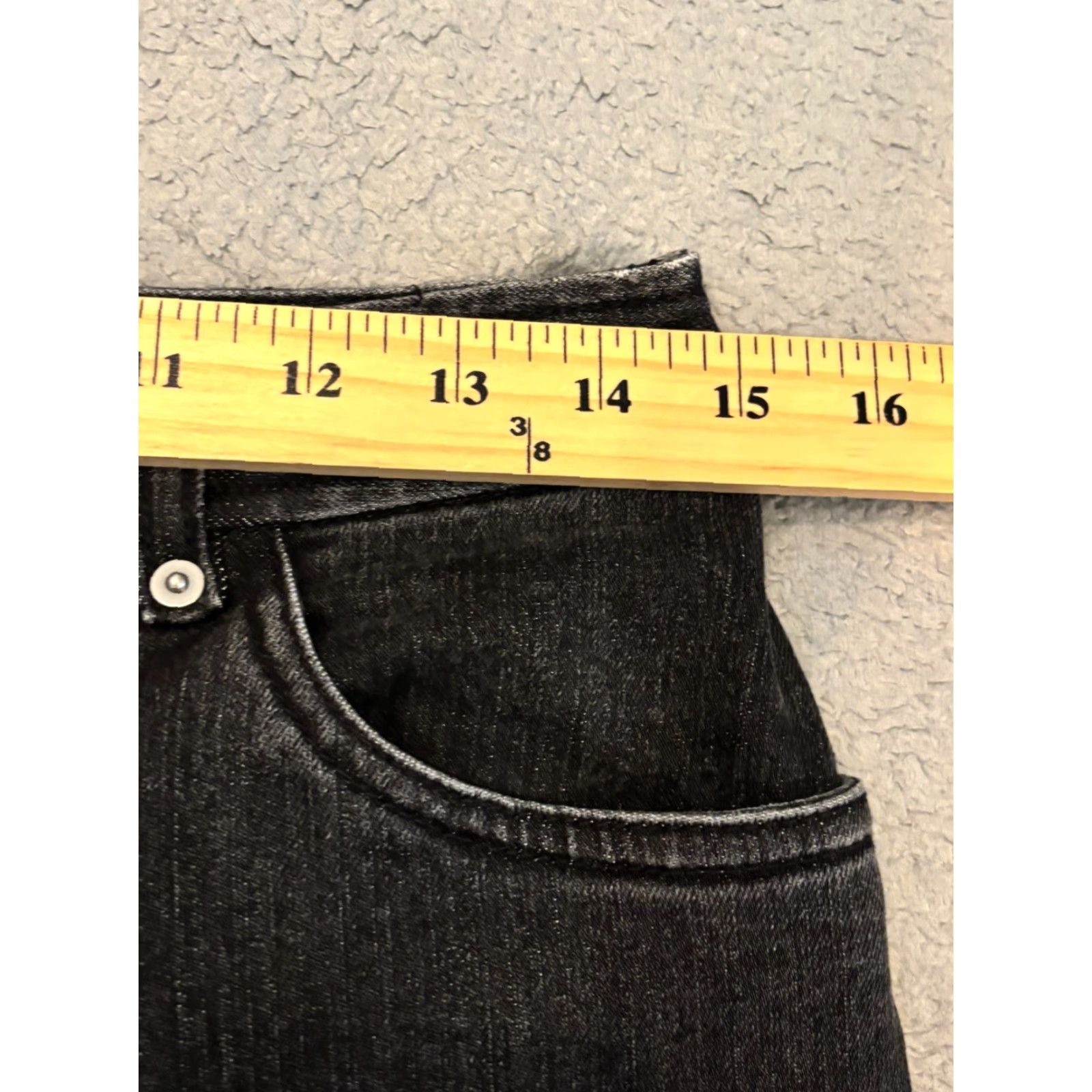 Denime Kate Hill Jeans Womens 4P Petite Black Denim Straight Leg Casual Pants Size 27" / US 4 / IT 40 - 4 Thumbnail