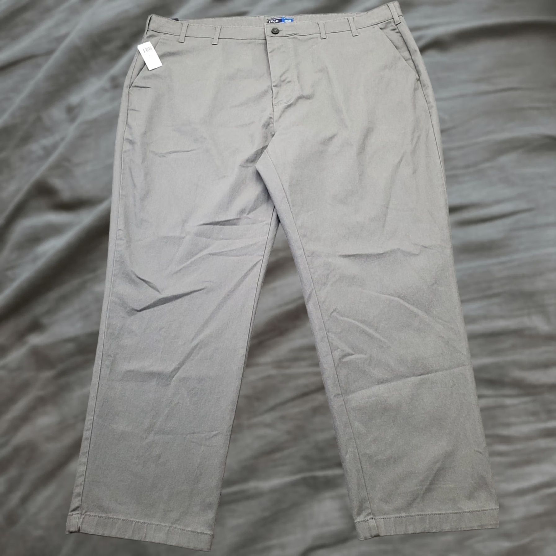 Izod IZOD Pants Mens 50x32 Gray Performance Stretch Non-Iron Flat Front Straight Leg Shirt Size US 34 / EU 50 - 1 Thumbnail