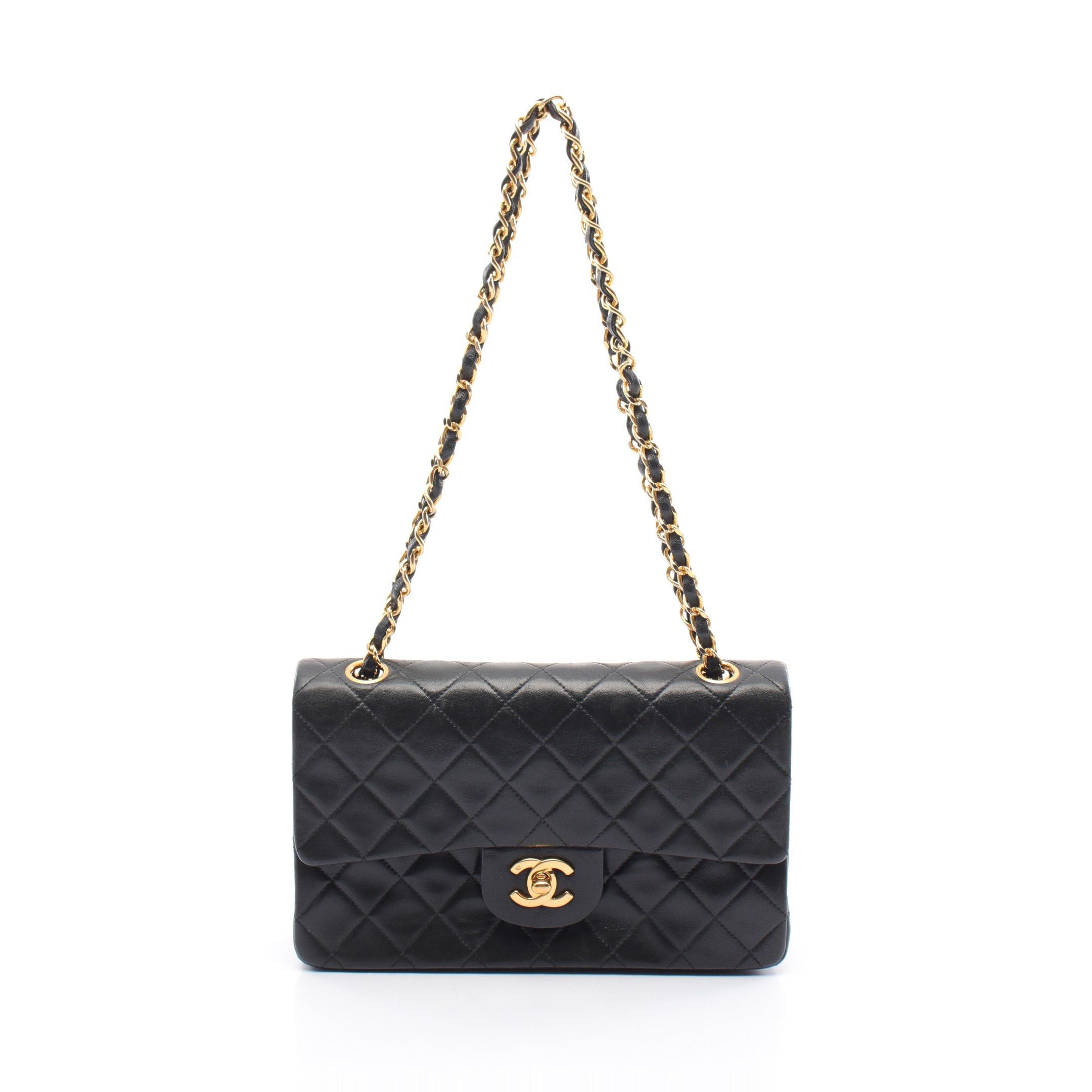 Chanel Chanel Matelasse Double Flap Chain Shoulder Bag Lambskin Black Gold Hardware Size ONE SIZE - 1 Thumbnail