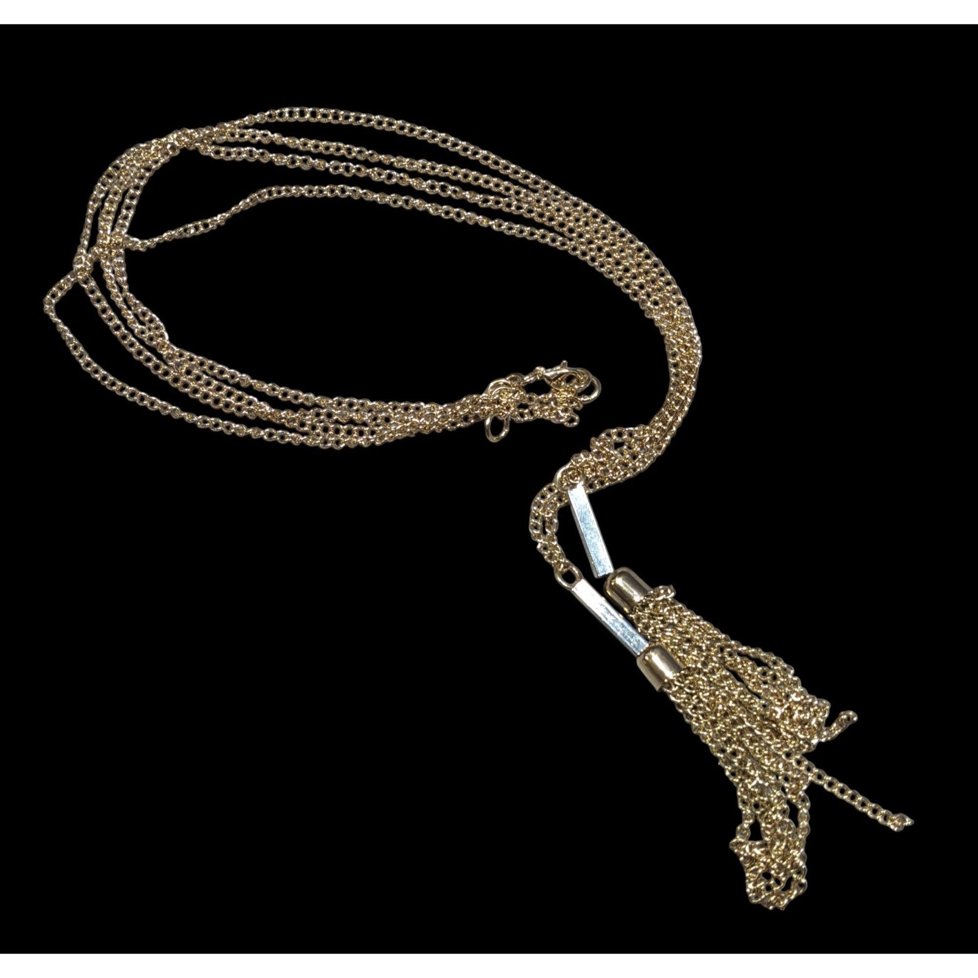 Other Chic Double Chain Tassel Gold Tone Necklace Size ONE SIZE - 1 Thumbnail
