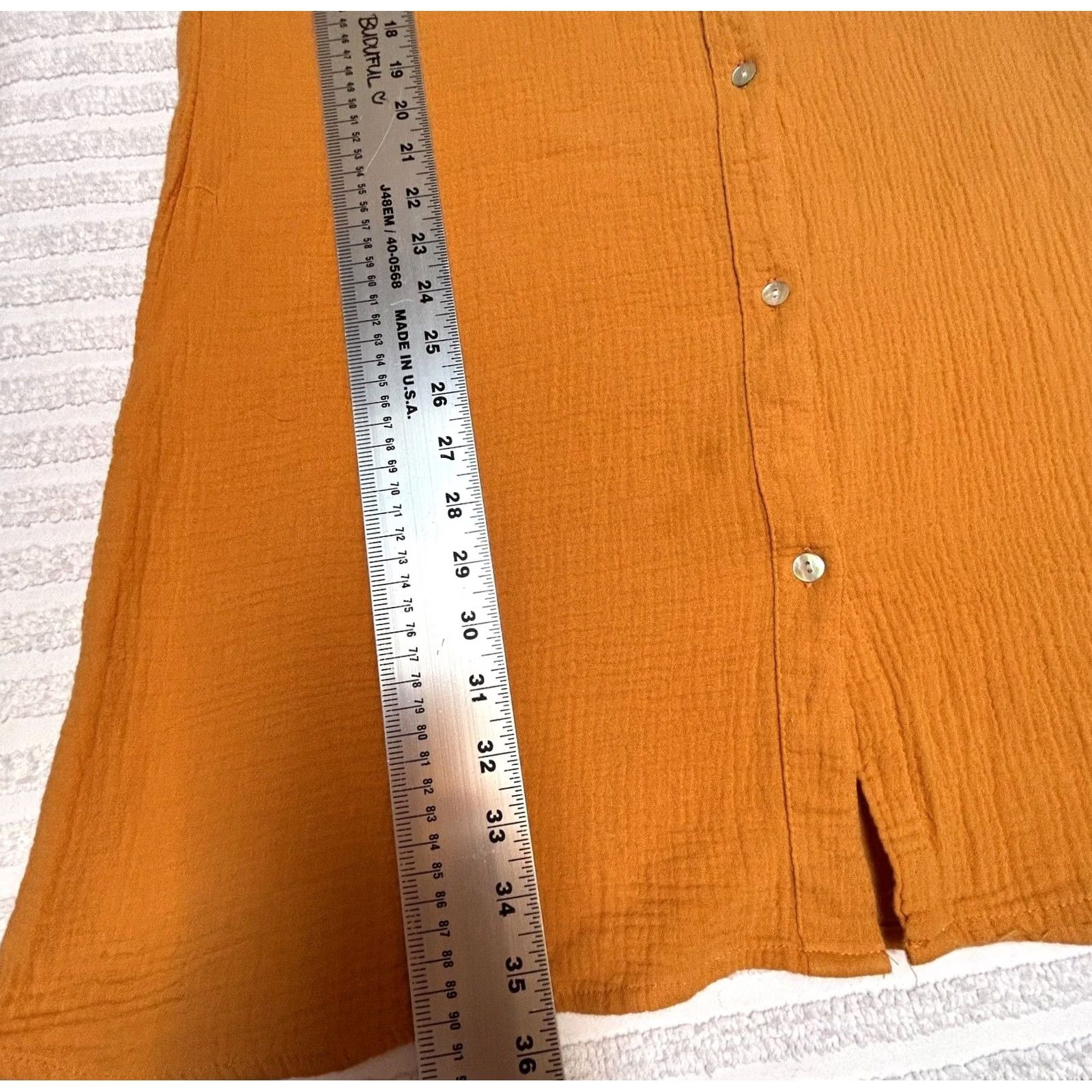 Vintage Given Kale Women's Shirt Dress Mustard Pockets Roll Tab Sleeve Gauze 100% Cotton L Size L / US 10 / IT 46 - 7 Thumbnail