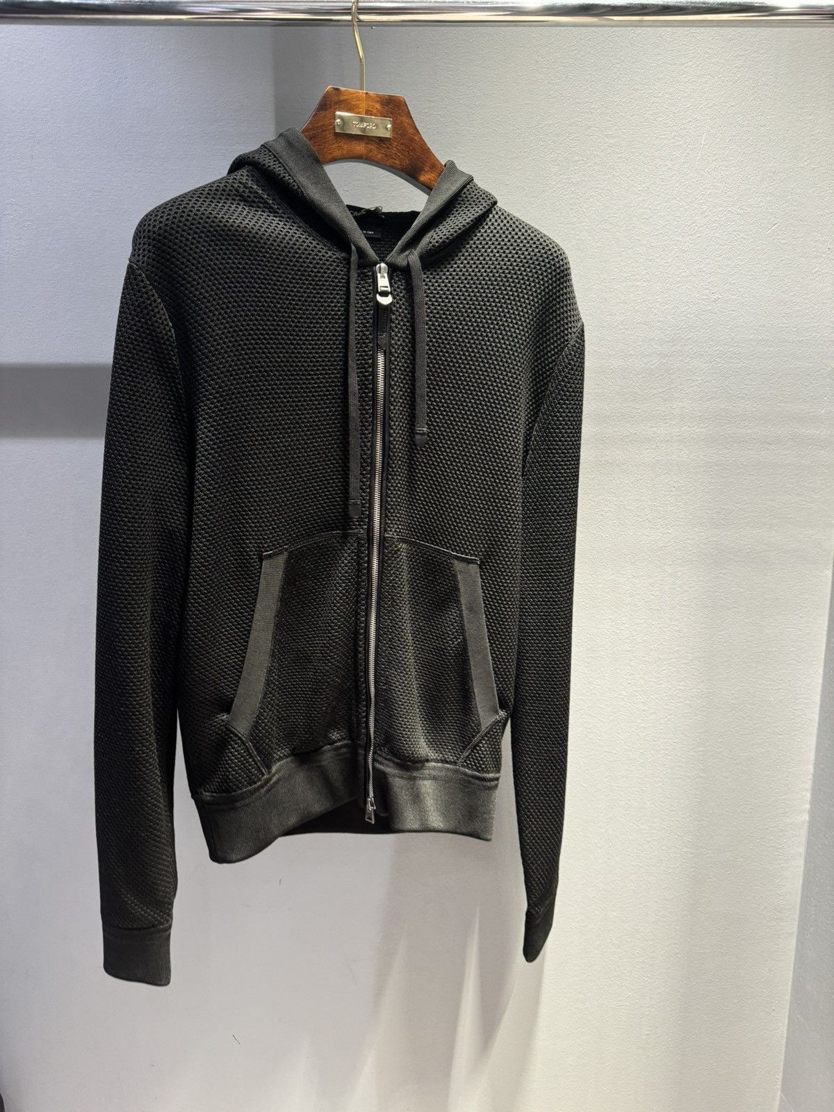 o1loc1c0624 KDL003 Mesh Sweatshirt Hoodie in Black