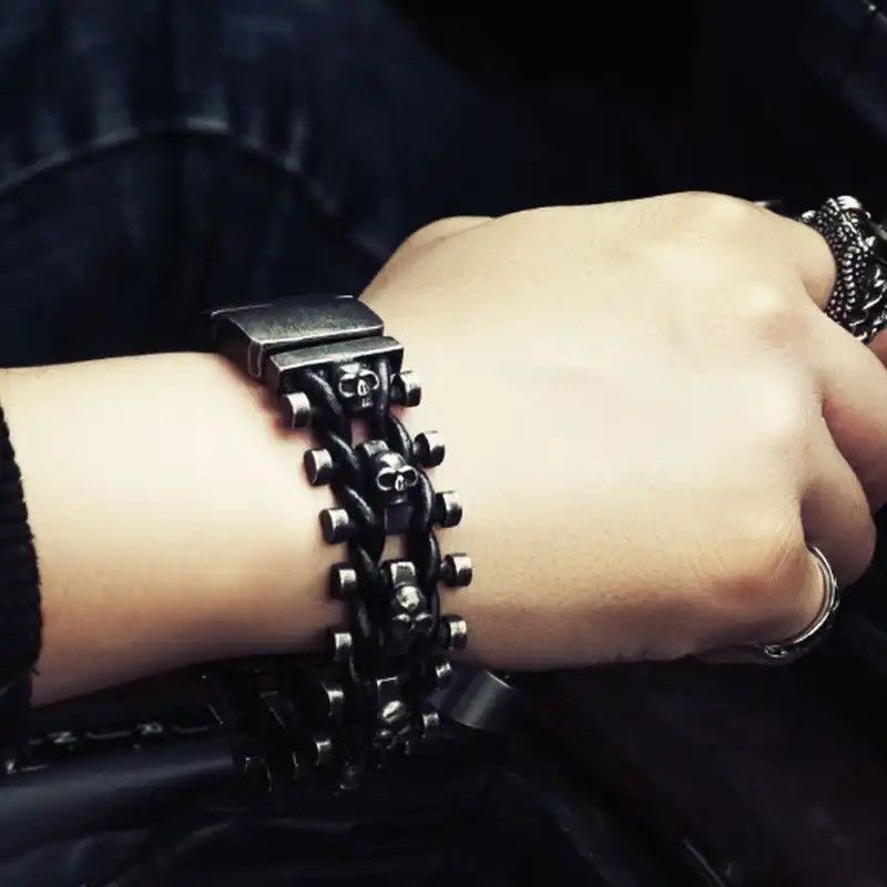 Other Wide Skull Metal Bracelet Stainless Steel Cuff Belt Buckle Size ONE SIZE - 2 Thumbnail