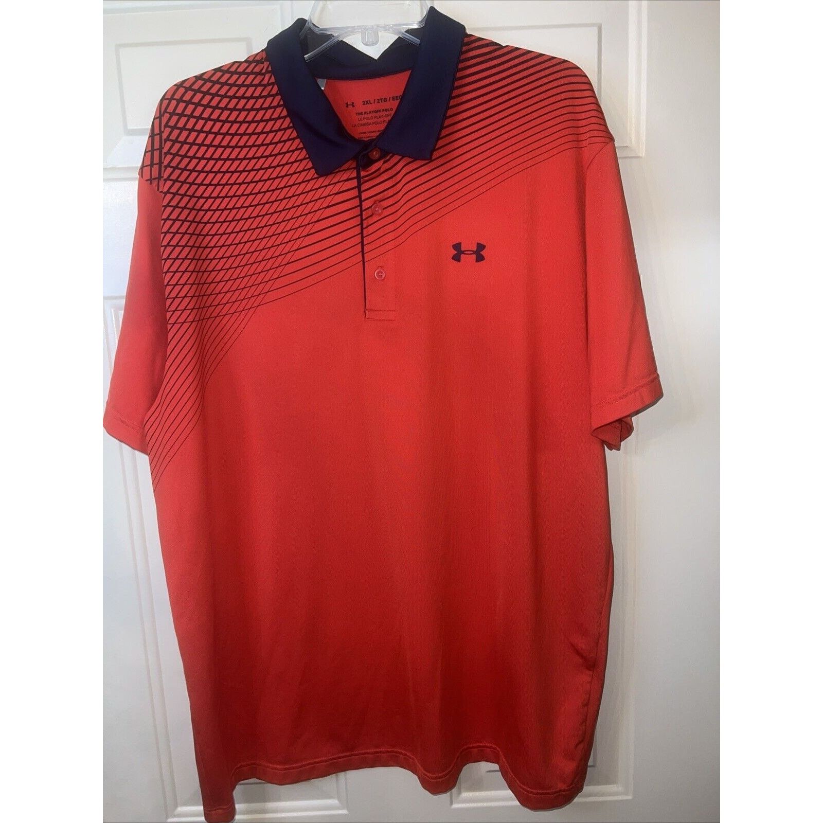 Under Armour Men’s Under Armour Playoff Polo Sz XXL Red Navy Stripe Shirt Size US XXL / EU 58 / 5 - 1 Thumbnail