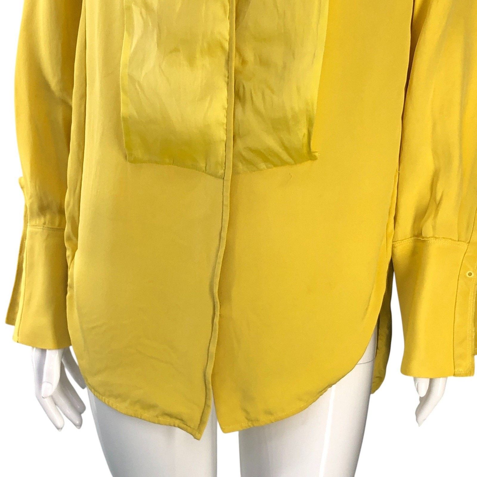 3.1 Phillip Lim 3.1 Phillip Lim Blouse 4 Yellow Silk Bib Front Mandarin Size S / US 4 / IT 40 - 3 Thumbnail
