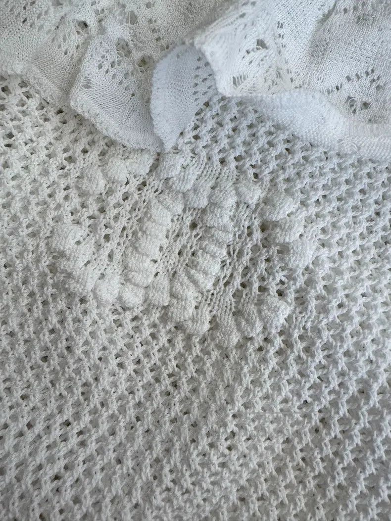 Chanel Chanel White ruffle collar double C jacquard hollow knitte Size XXS / US 00 / IT 34 - 4 Thumbnail