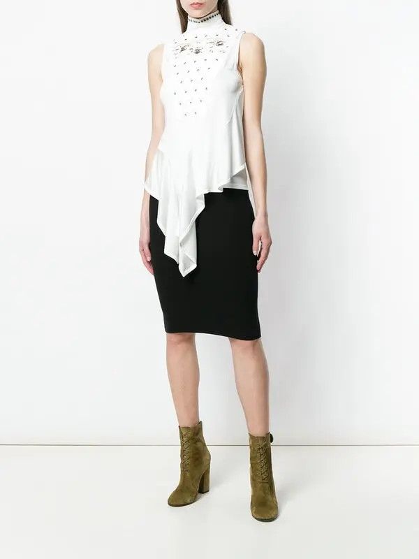 Chloe o1y0825 Turtleneck Evening Blouse in White Size S / US 4 / IT 40 - 3 Thumbnail