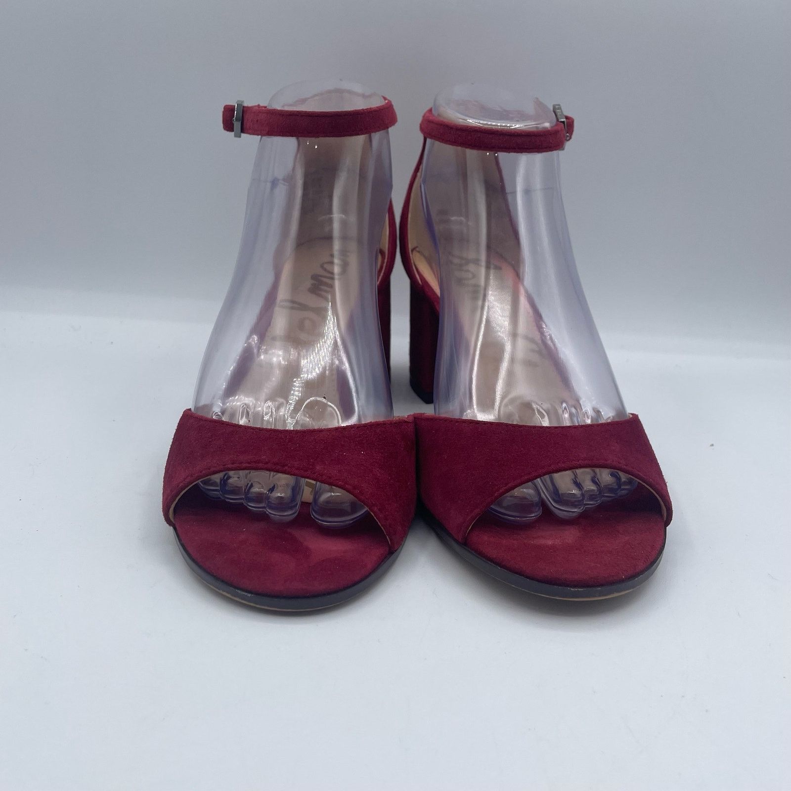 Sam Edelman Sam Edelman Susie Pumps Heels Red Suede Ankle Strap Open 7.5 Size US 7.5 / IT 37.5 - 3 Thumbnail