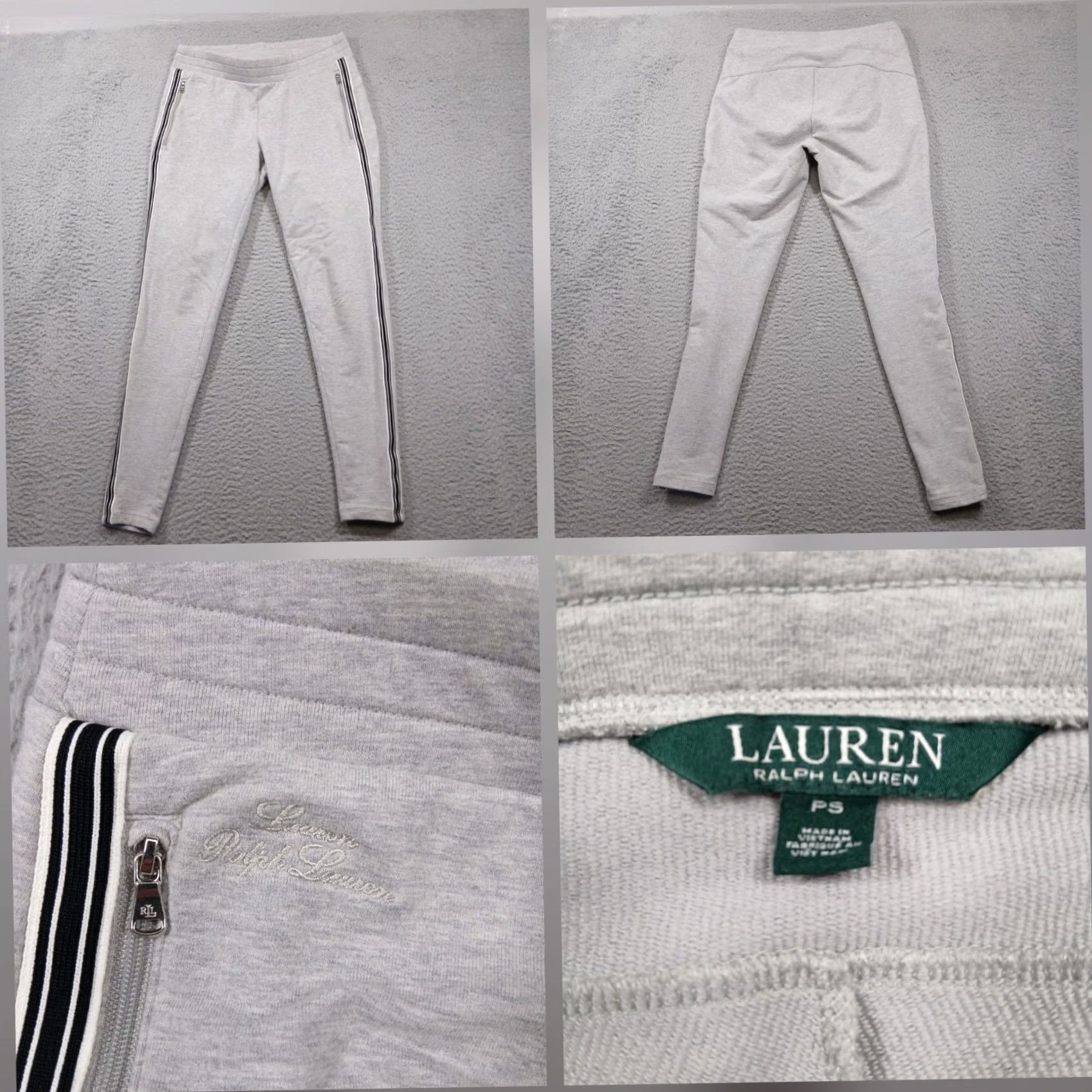 Ralph Lauren Lauren Ralph Lauren Leggings Women's Petite Gray Side Stripe Zip Pockets PS Size 28" / US 6 / IT 42 - 2 Thumbnail