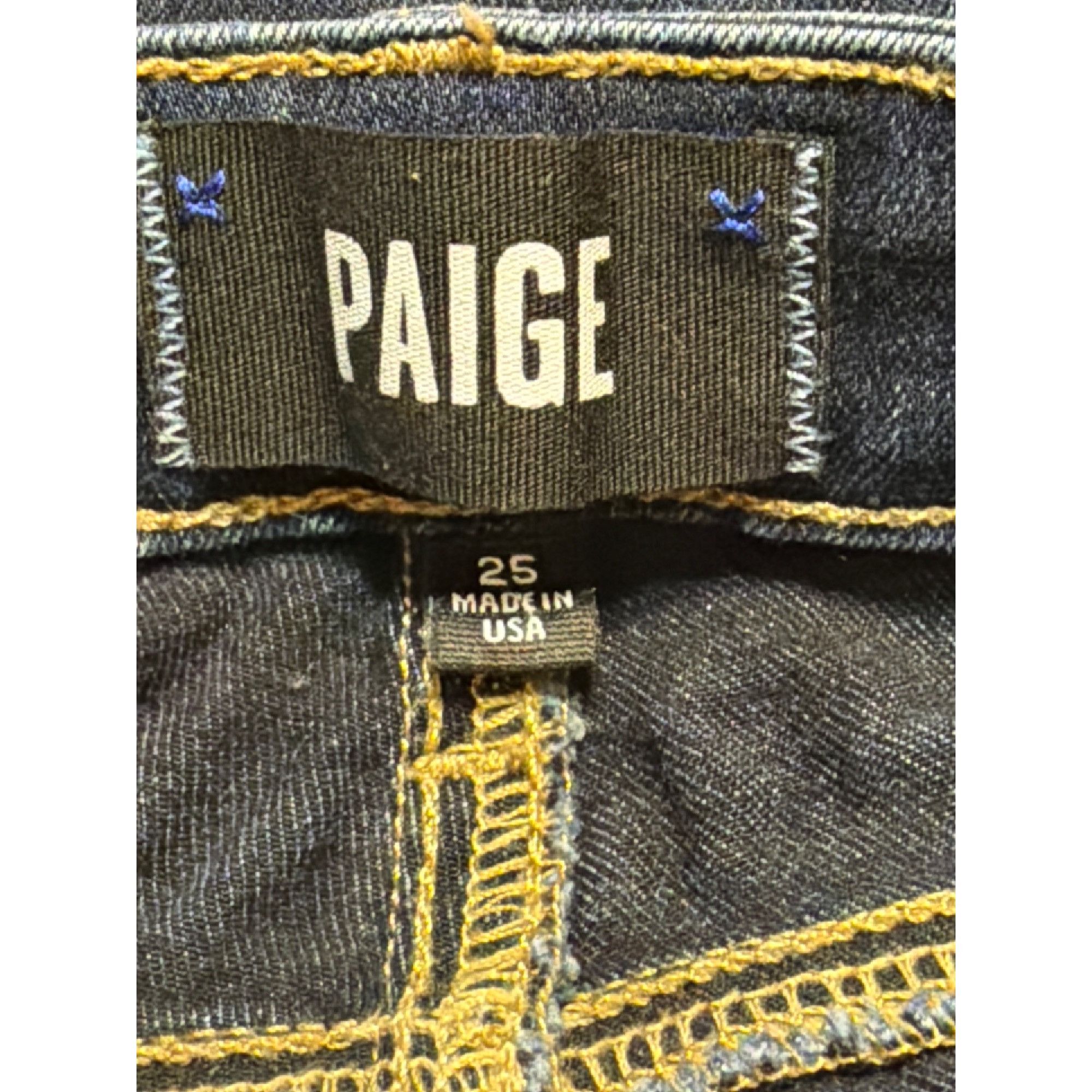 Paige Paige Dark Wash Manhattan Blue Denim Jeans Straight Leg Made Size 25" / US 0 / IT 36 - 5 Thumbnail
