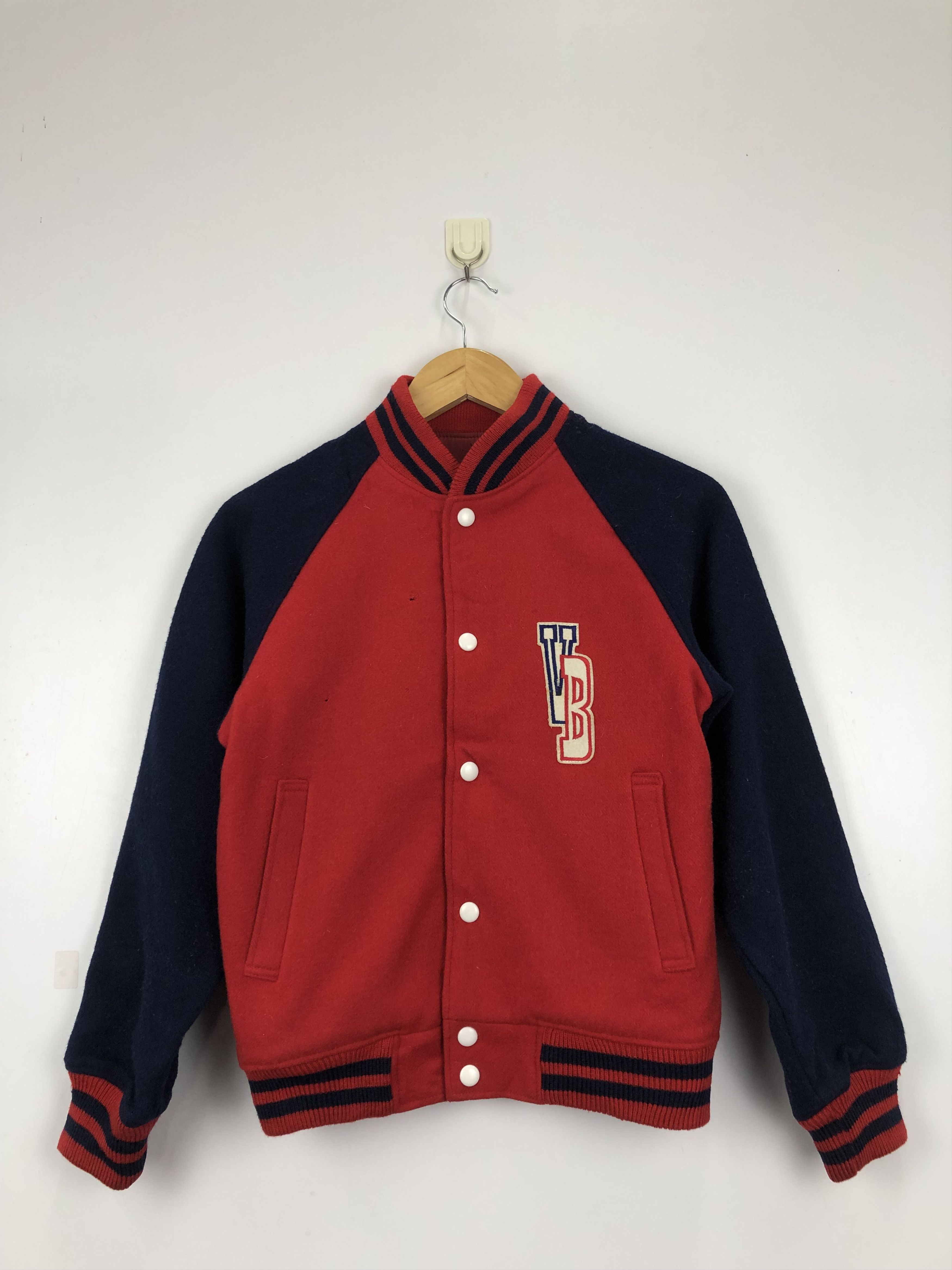 Vintage Vintage 90s Van Boys Wool Varsity Jacket Red Colour V0390 Size US M / EU 48-50 / 2 - 1 Thumbnail
