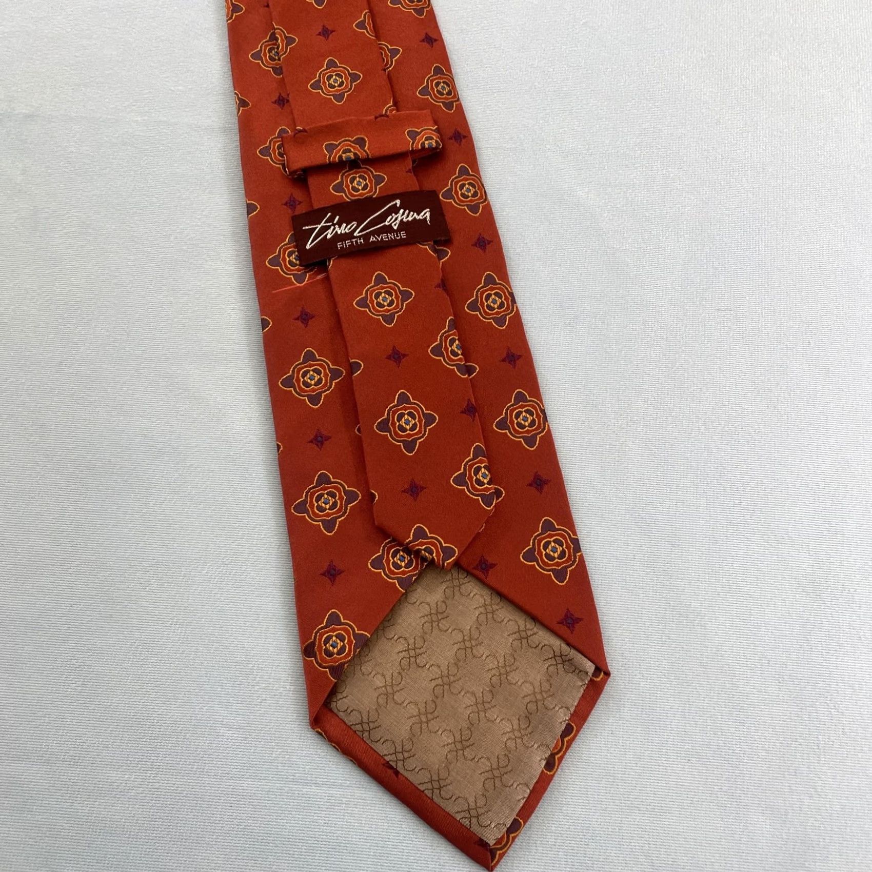 Brooks Brothers VINTAGE Brooks Brothers Tie Geometric Deco MCM Burnt Orange Silk 4x59" Wide Necktie Mens Tie Size ONE SIZE - 6 Thumbnail