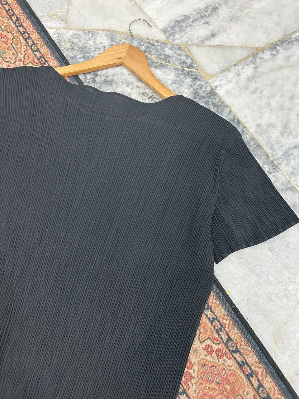 Issey Miyake Issey Miyake Black Pleated Short Sleeve Top Size US M / EU 48-50 / 2 - 5 Thumbnail
