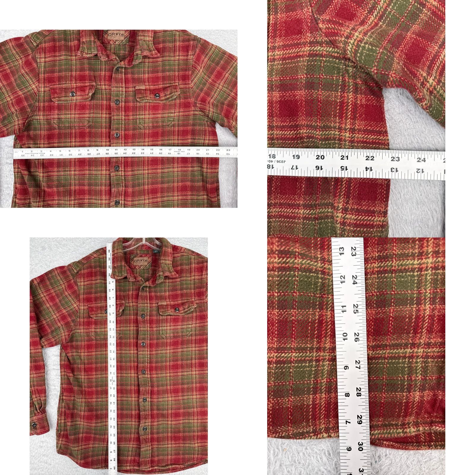 Orvis Orvis Shirt Men XL Plaid Flannel Button-Up Cotton Casual Workwear Red Green Beige Outdoors Mens Size US XL / EU 56 / 4 - 8 Thumbnail