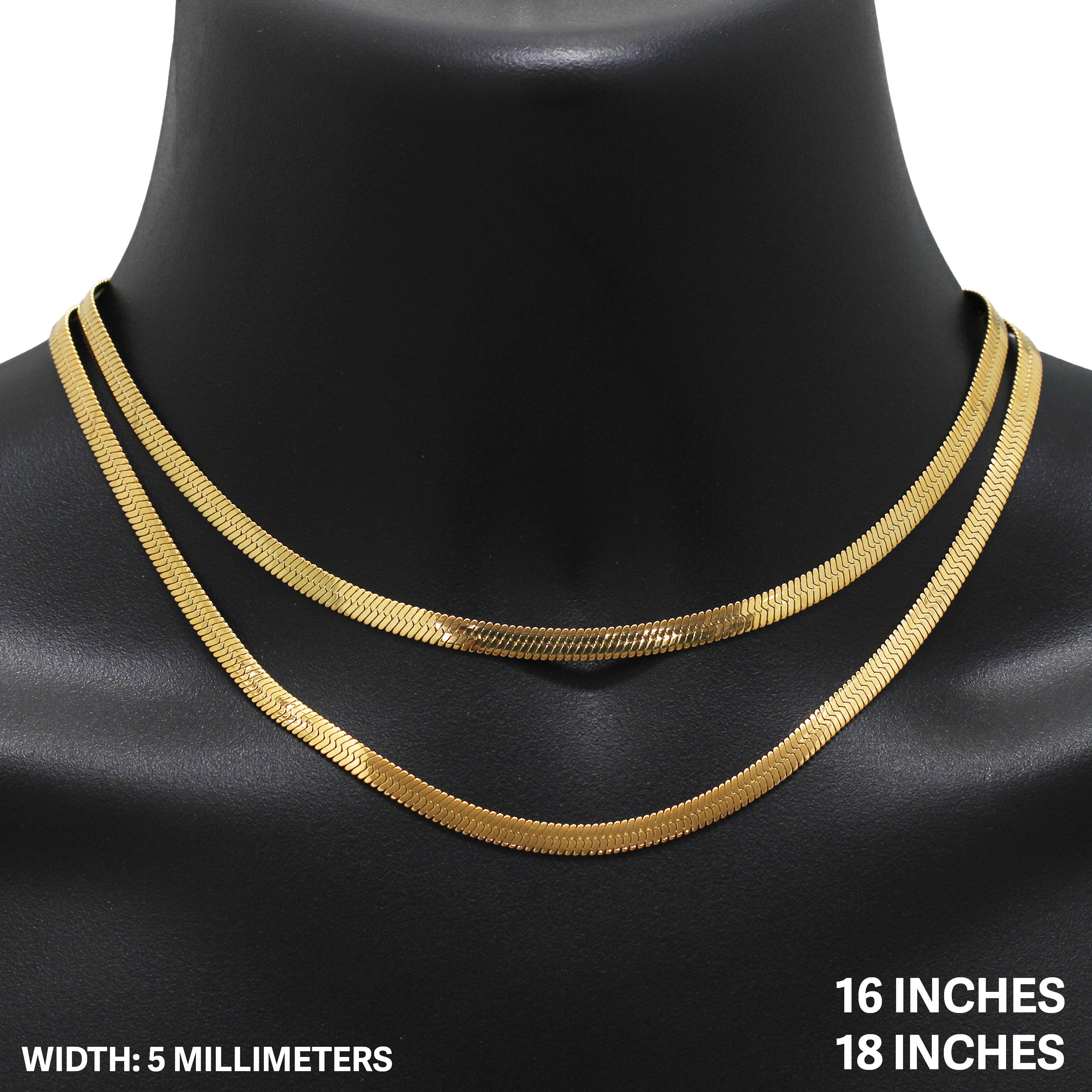 Other 316L SS 18k Gold Plated 5mm Herringbone Chain Necklace 18” Size ONE SIZE - 1 Thumbnail