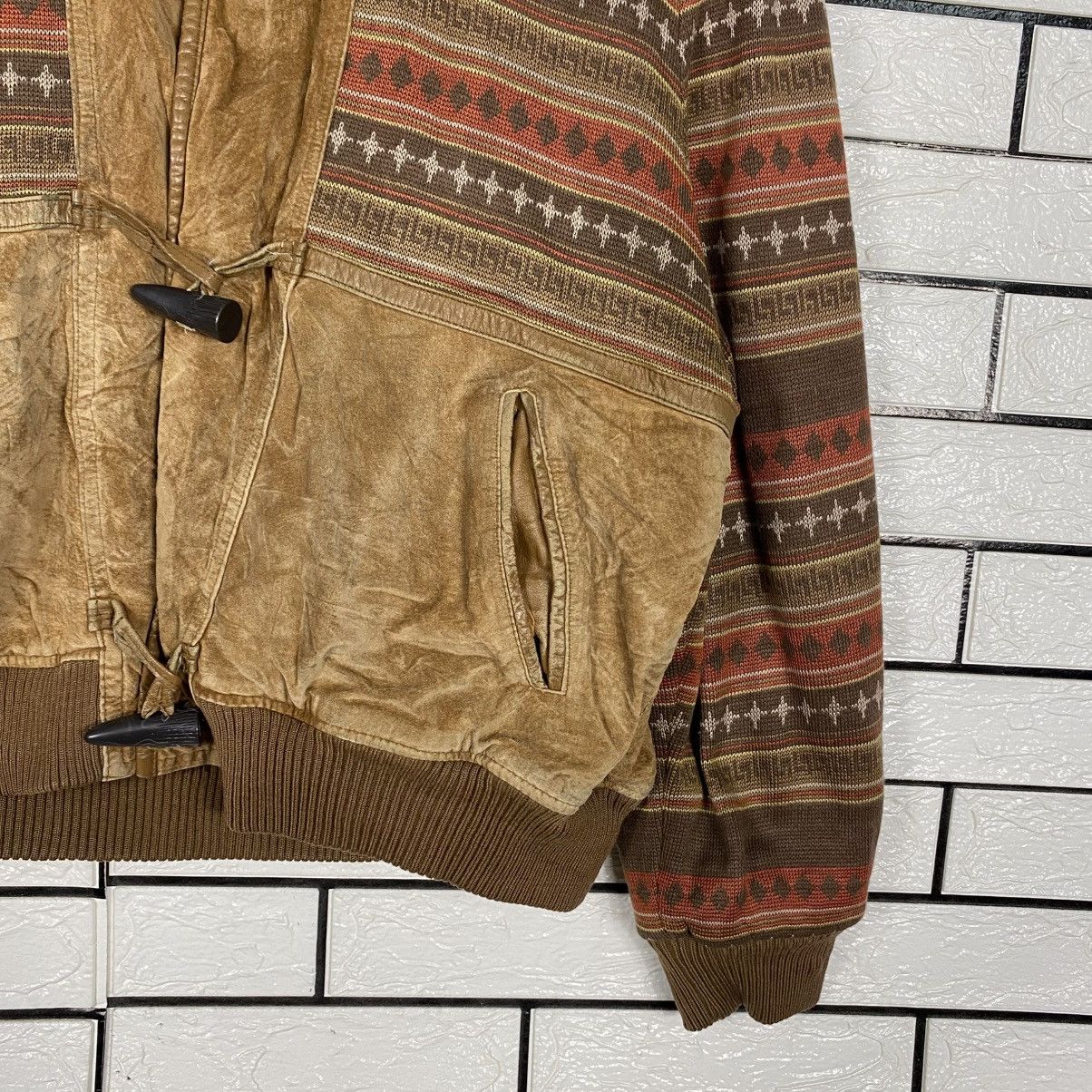 Issey Miyake Vintage Leather Jacket Navajo Design Parts Move Up Club Size US M / EU 48-50 / 2 - 6 Thumbnail
