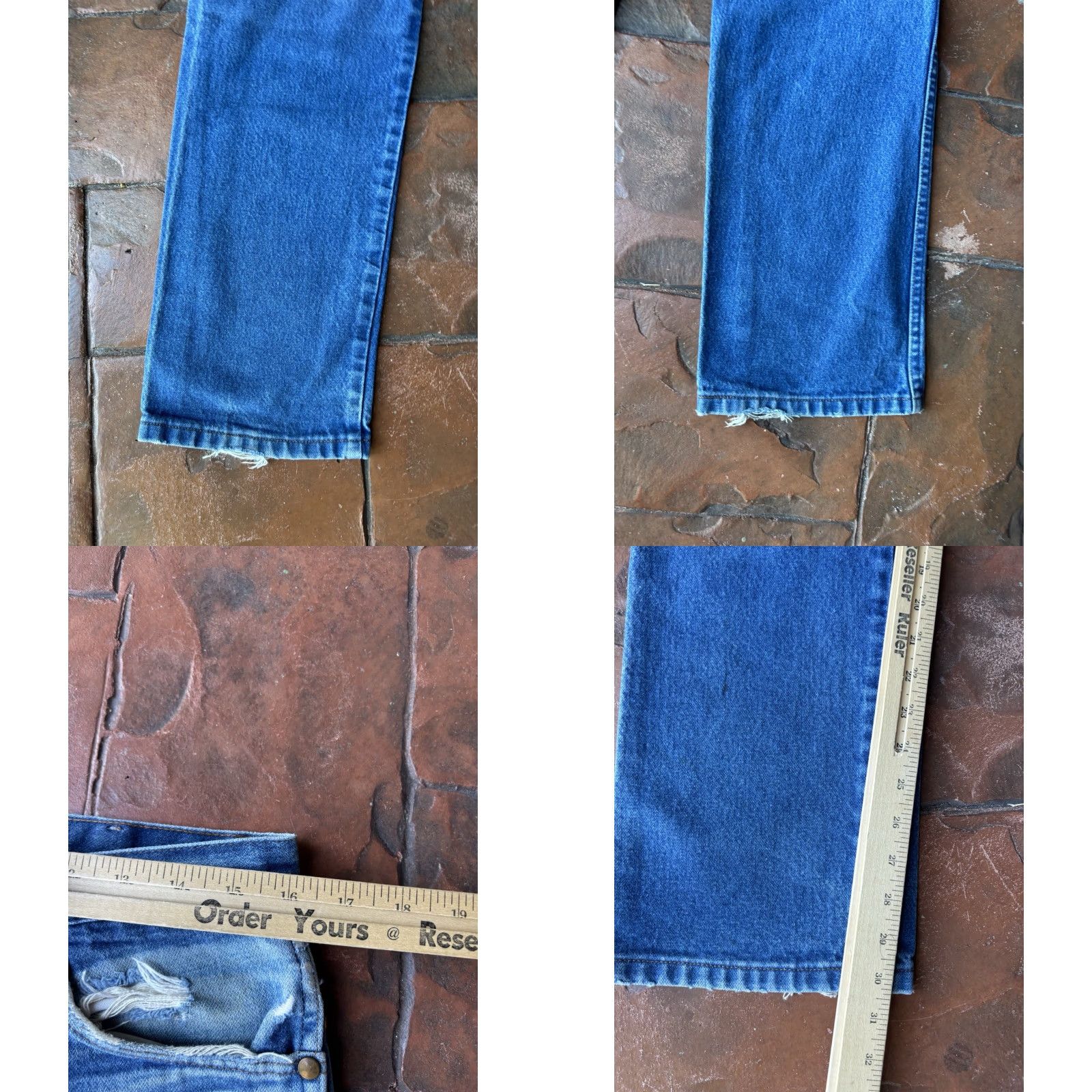 Wrangler VINTAGE Wrangler Jeans Men 33x32 Denim Distressed 80s 90s USA Western Straight Style Blue Cotton 5-Pocket Mens Size US 33 - 9 Thumbnail