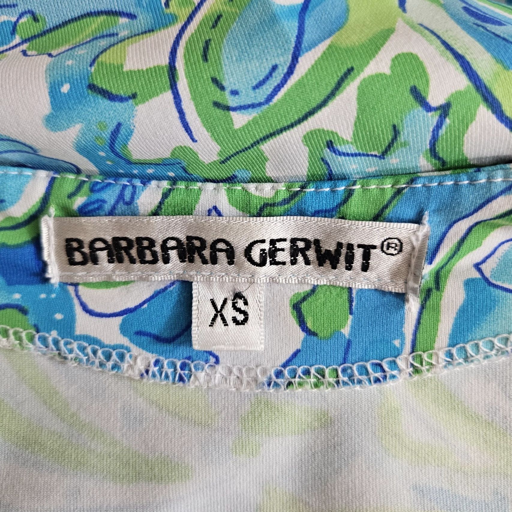 Vintage Barbara Gerwit Womens Dress XS 3/4 Sleeve Floral Blue Green Shift Size XS / US 0-2 / IT 36-38 - 6 Thumbnail