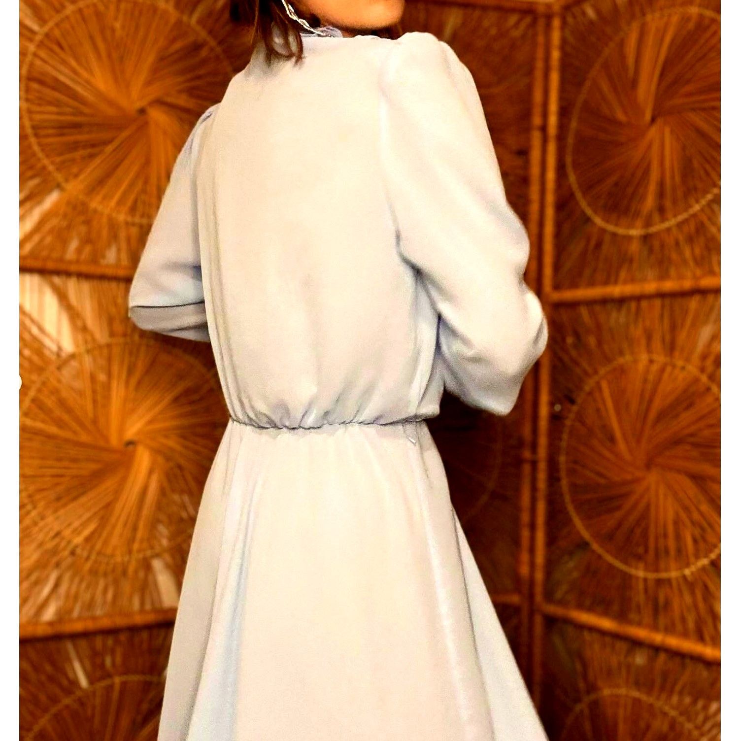 Vintage 1970s Algro Powder Blue Ruffle Chiffon Midi Dress Size XS / US 0-2 / IT 36-38 - 5 Thumbnail