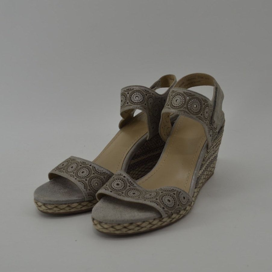 Johnston & Murphy Johnston & Murphy Wedge Sandals Gray Cutout Espadrille 7.5 Size US 7.5 / IT 37.5 - 15 Thumbnail