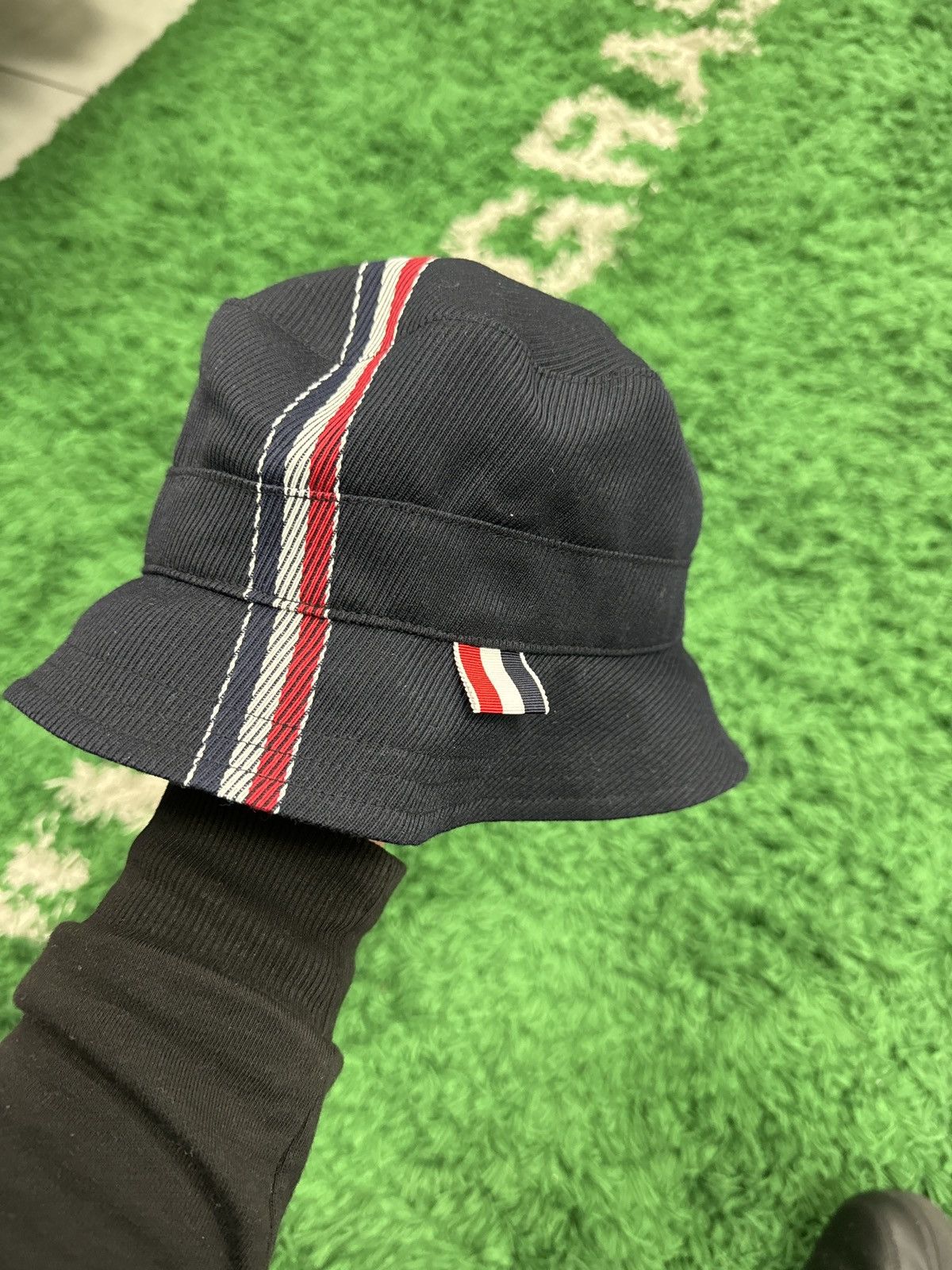 image of Thom Browne Bucket Hat in Blue, Men's