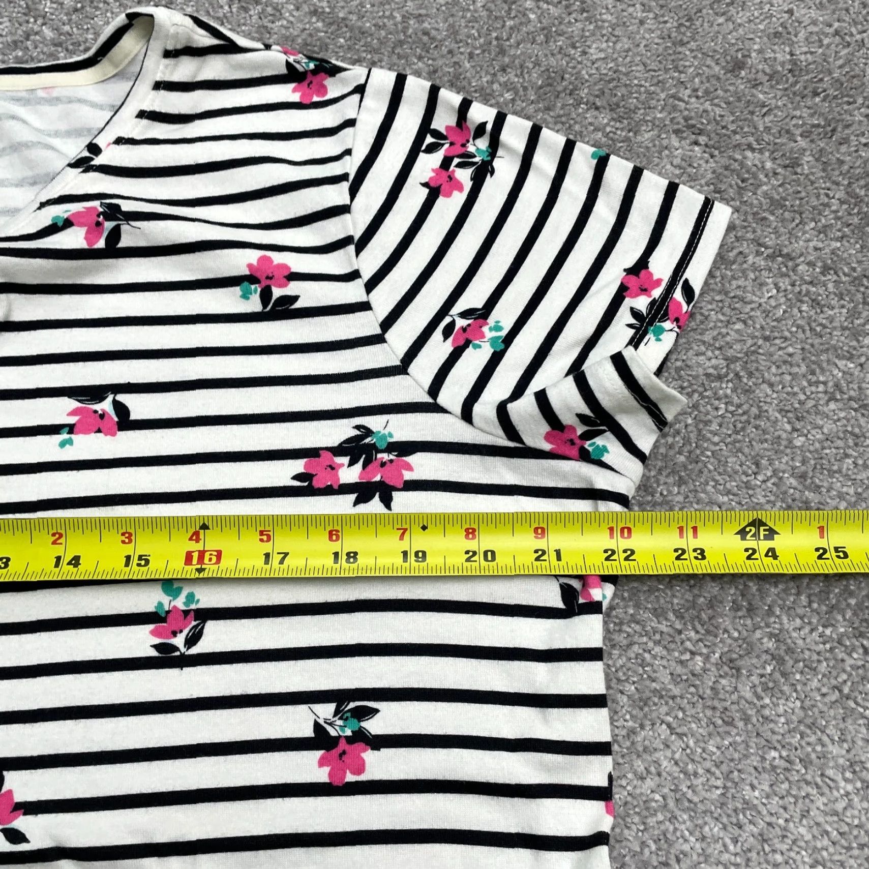Croft & Barrow Croft & Barrow T-Shirt Womens P2XL Multicolor Striped Floral Casual Short Sleeve Knit Cotton Basic Tee Size XXL / US 16-18 / IT 52-54 - 7 Thumbnail